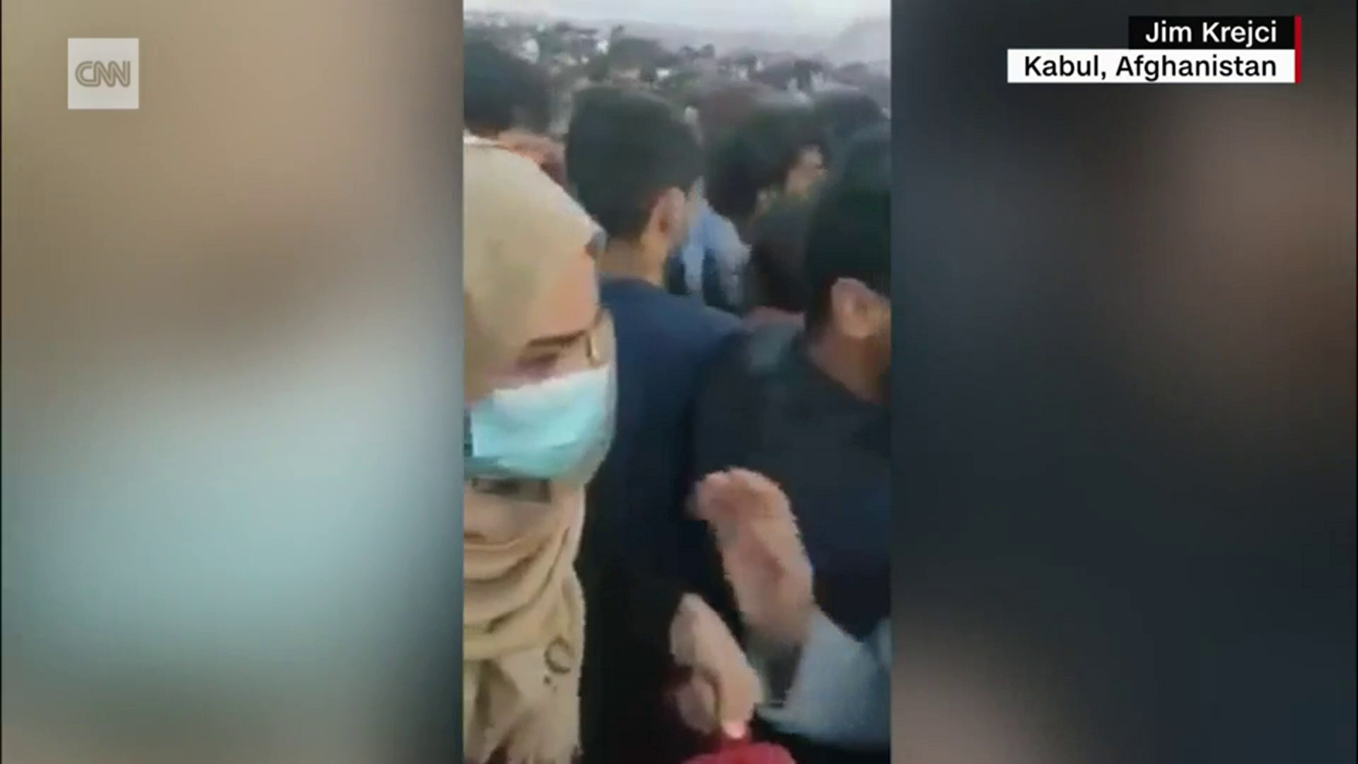 The video shows a riot control agent deployed in hundreds of Afghans waiting at the door of the US-controlled airport