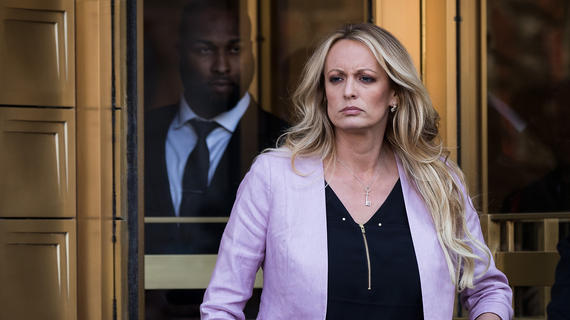 Stormy Daniels leaves court in 2018, in New York City.