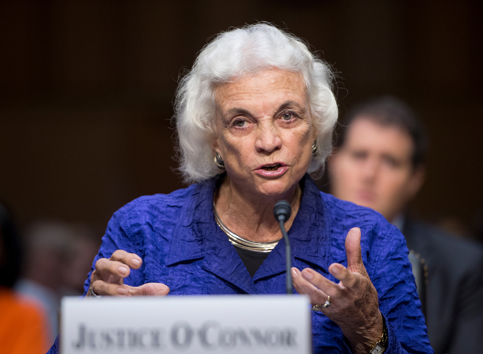 Sandra Day O'Connor testifies during a Senate Judiciary Committee hearing in Washington, on July 25, 2012. 