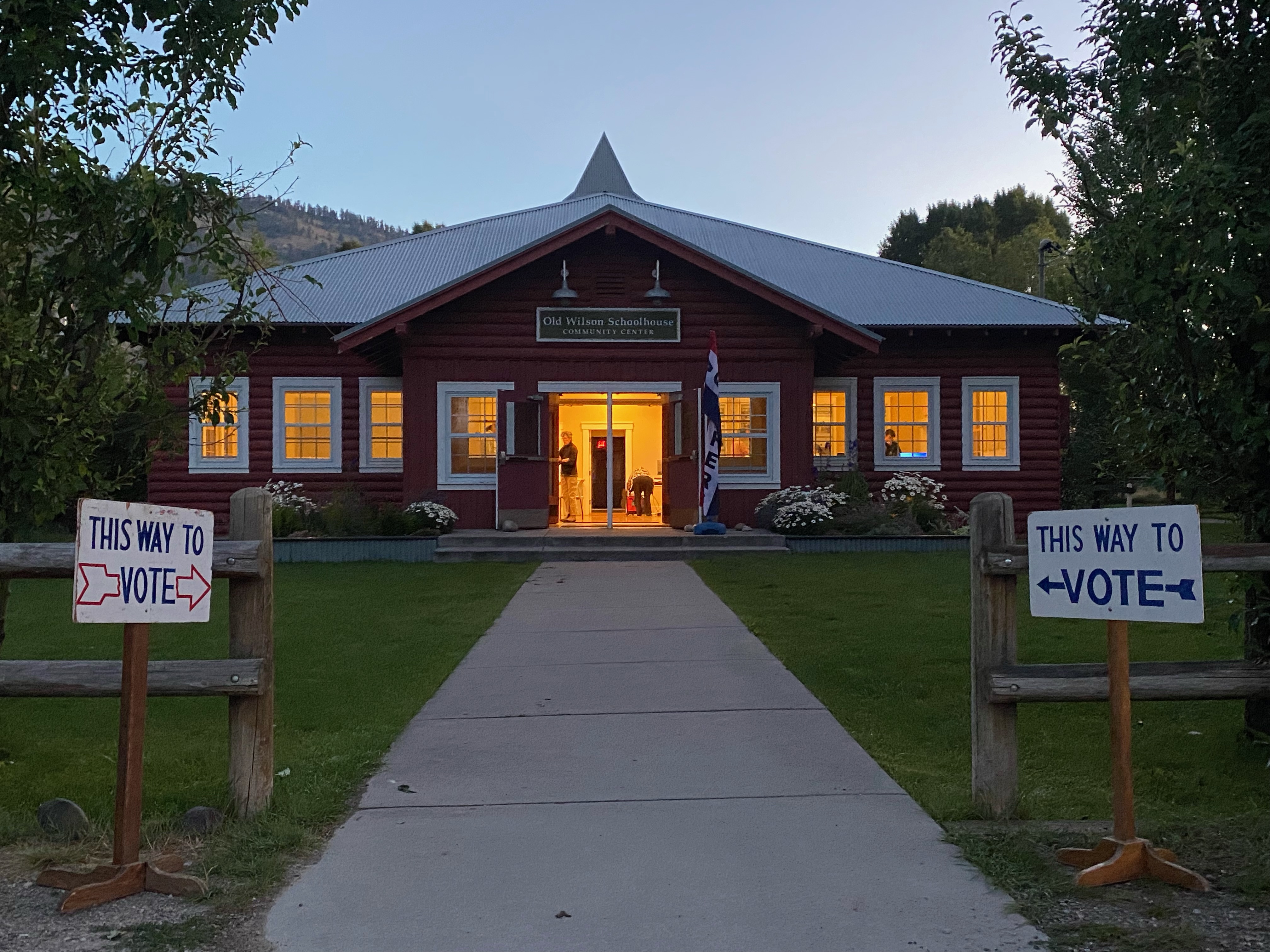 The Old Wilson Schoolhouse in Wilson, Wyoming — the town where GOP Rep. Liz Cheney resides — is open as a polling location on Aug. 16. 