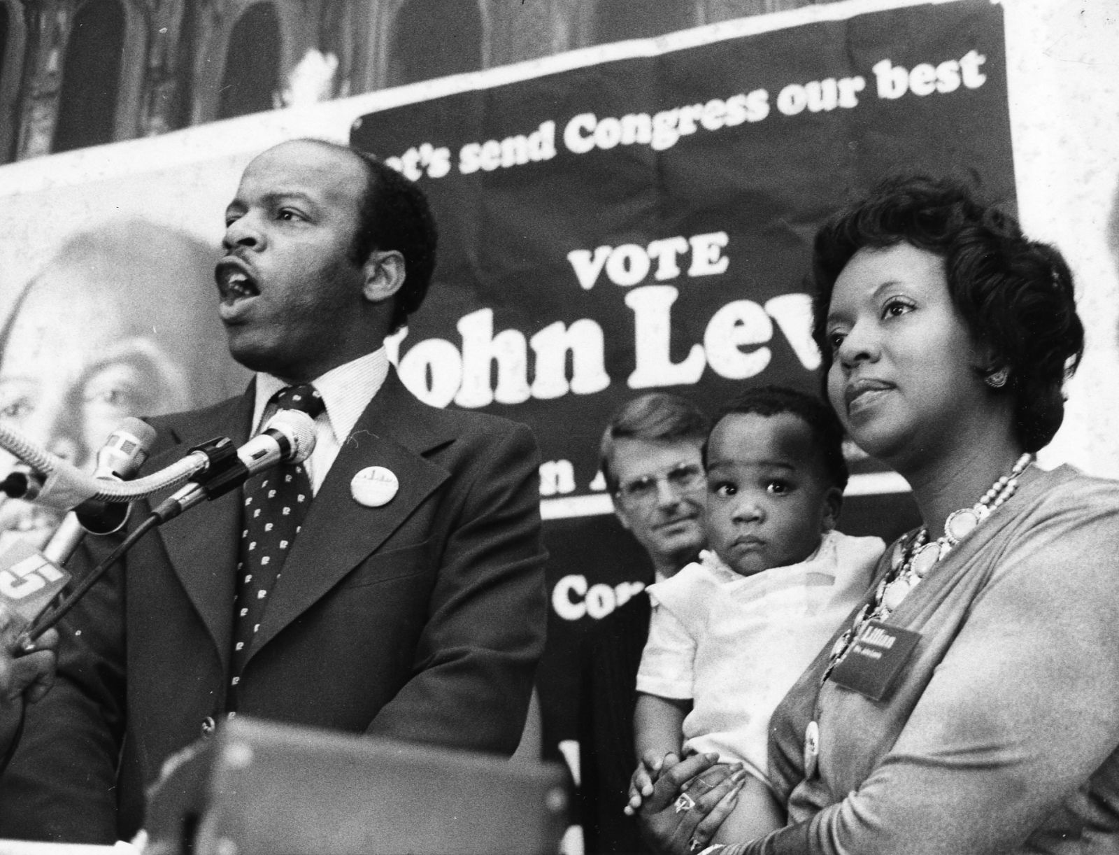 John Lewis and his wife, Lillian, attend a campaign rally in Atlanta in April 1977. He was running for Congress but lost the Democratic primary that year to Wyche Fowler Jr.
