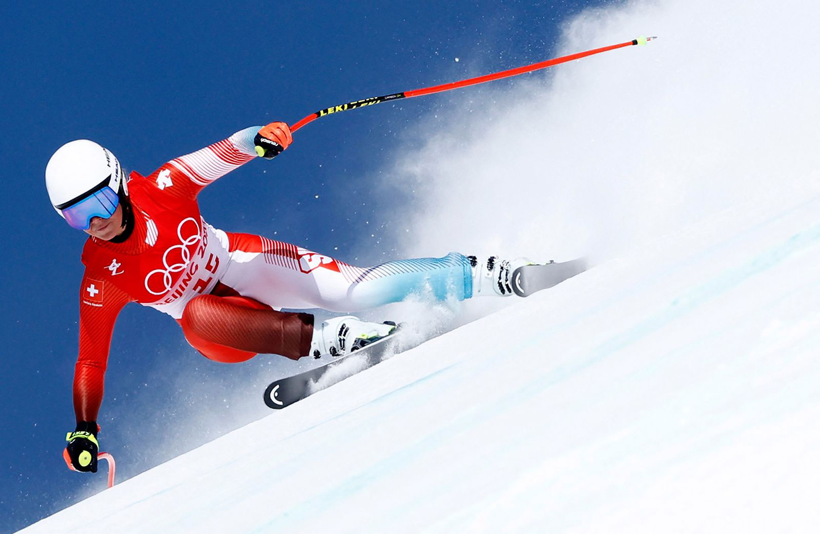 Switzerland's Corinne Suter skis in the downhill event on February 15. She won gold.