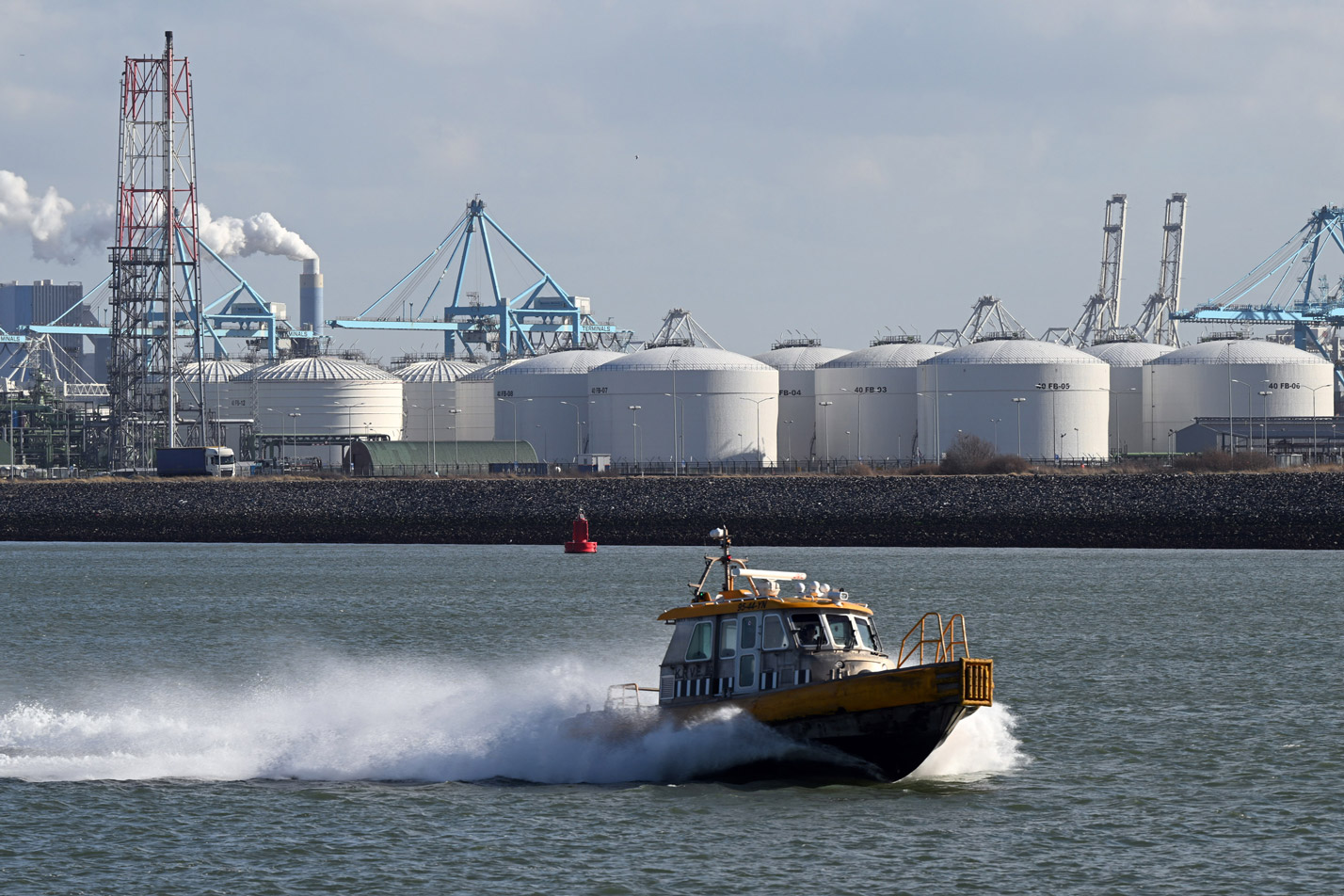 A view of the Liquified Natural Gas import terminal in Rotterdam, the Netherlands, on Feb. 23.
