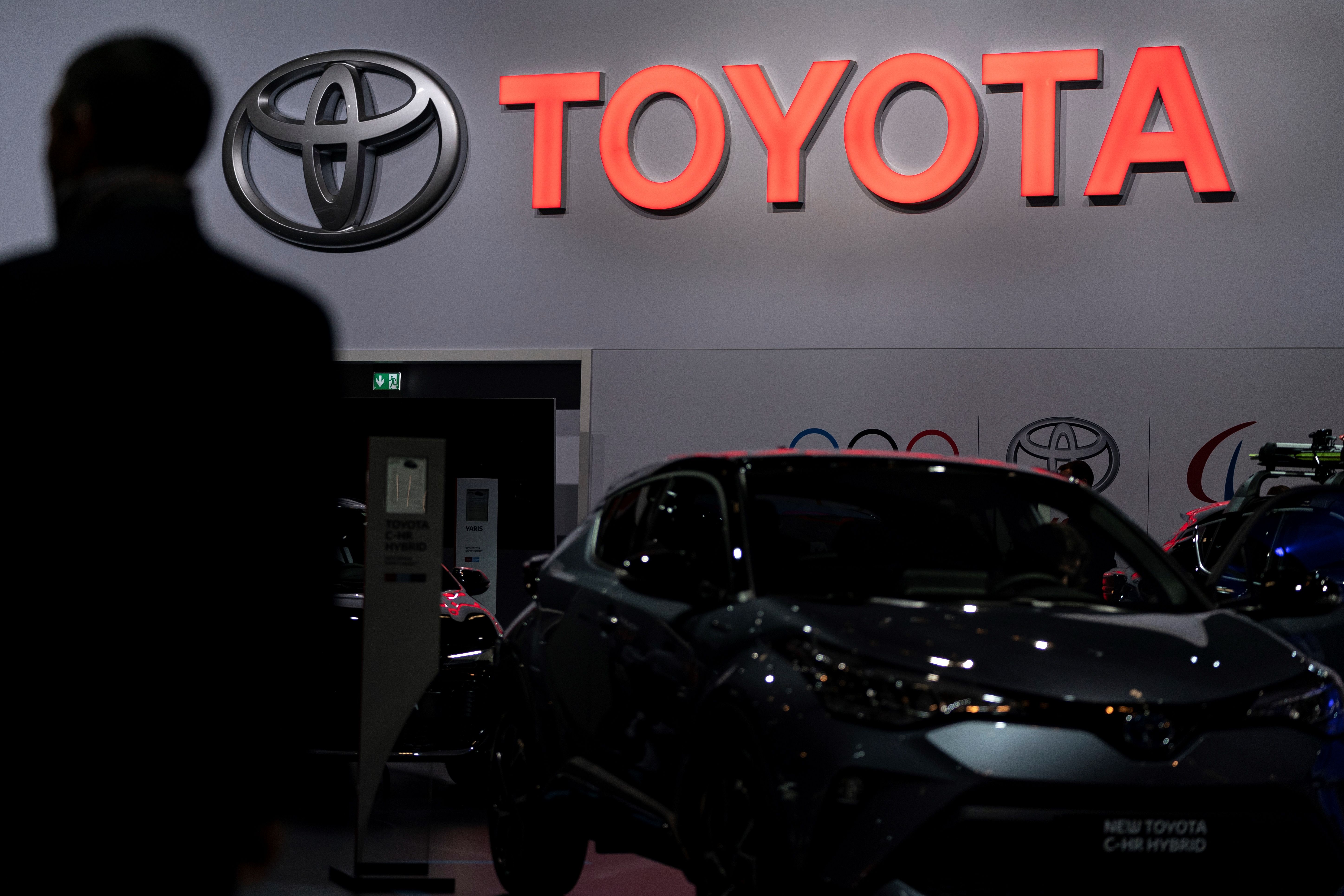 A Toyota car in Brussels at a motor show on January 9, 2020.