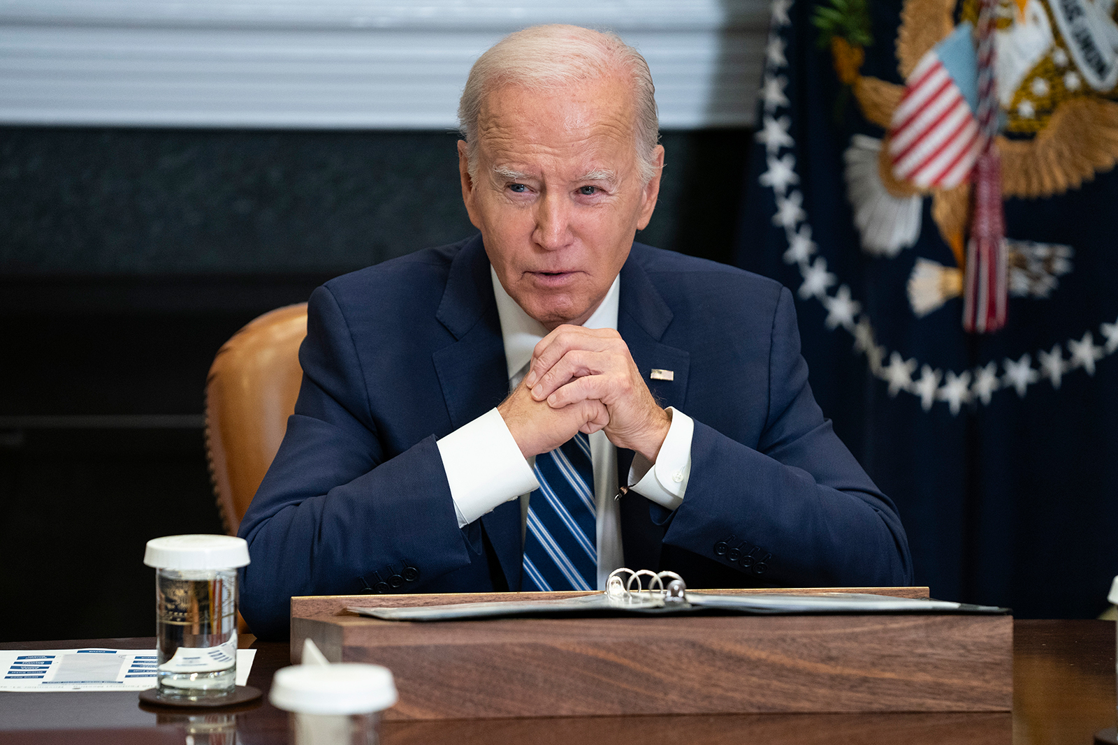 President Joe Biden speaks during a meeting in Washington on November 21. 