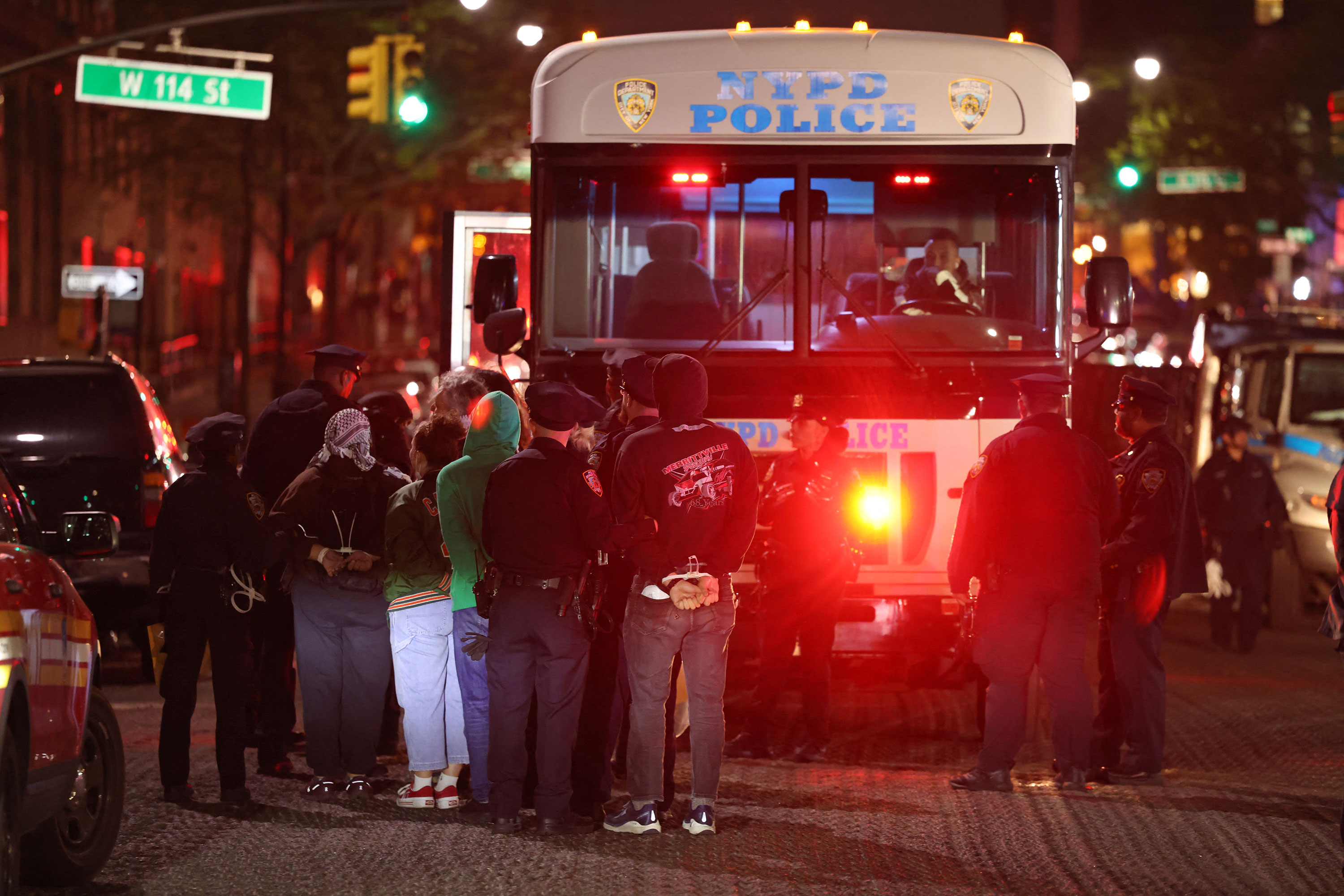 Dozens of people were arrested at Columbia University and loaded onto buses