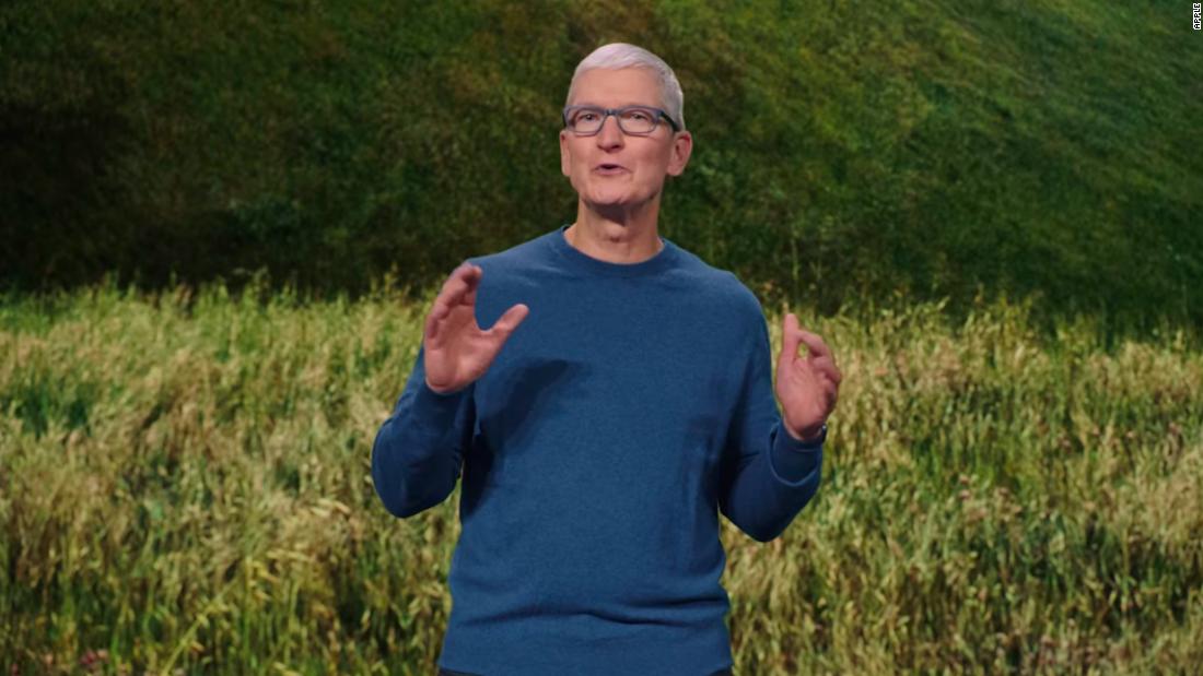Apple CEO Tim Cook during the last Apple keynote virtual event on September 14.