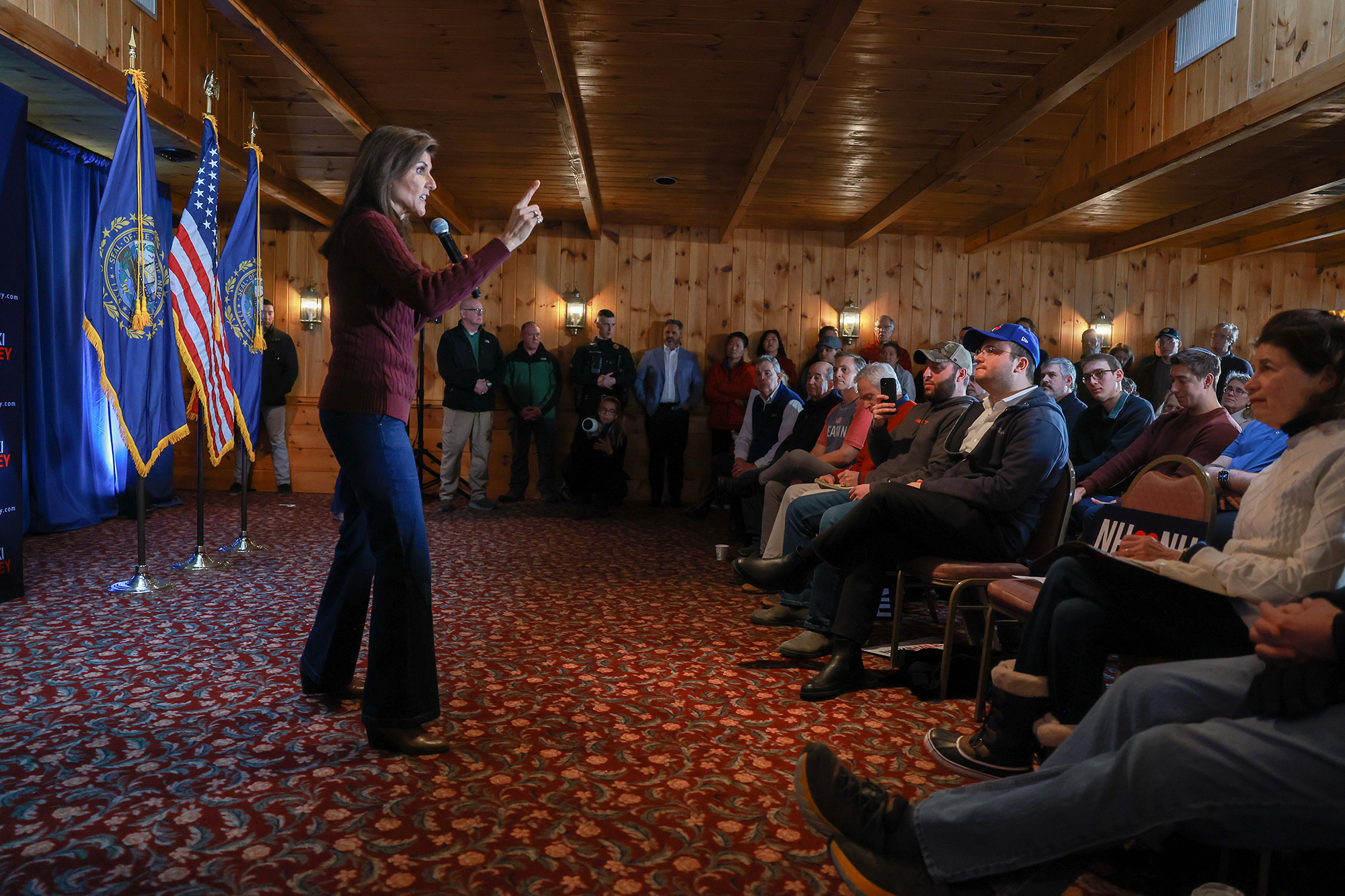 Nikki Haley speaks during a campaign event in Hollis, New Hampshire, on Thursday.