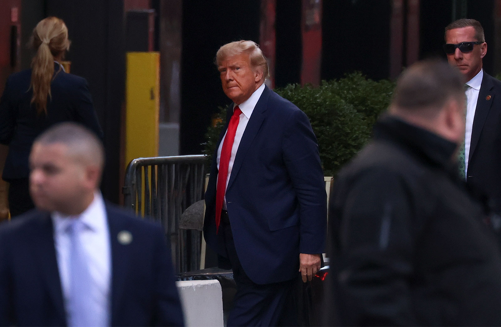 Former President Donald Trump arrives at Trump Tower on Monday, April 3, in New York.