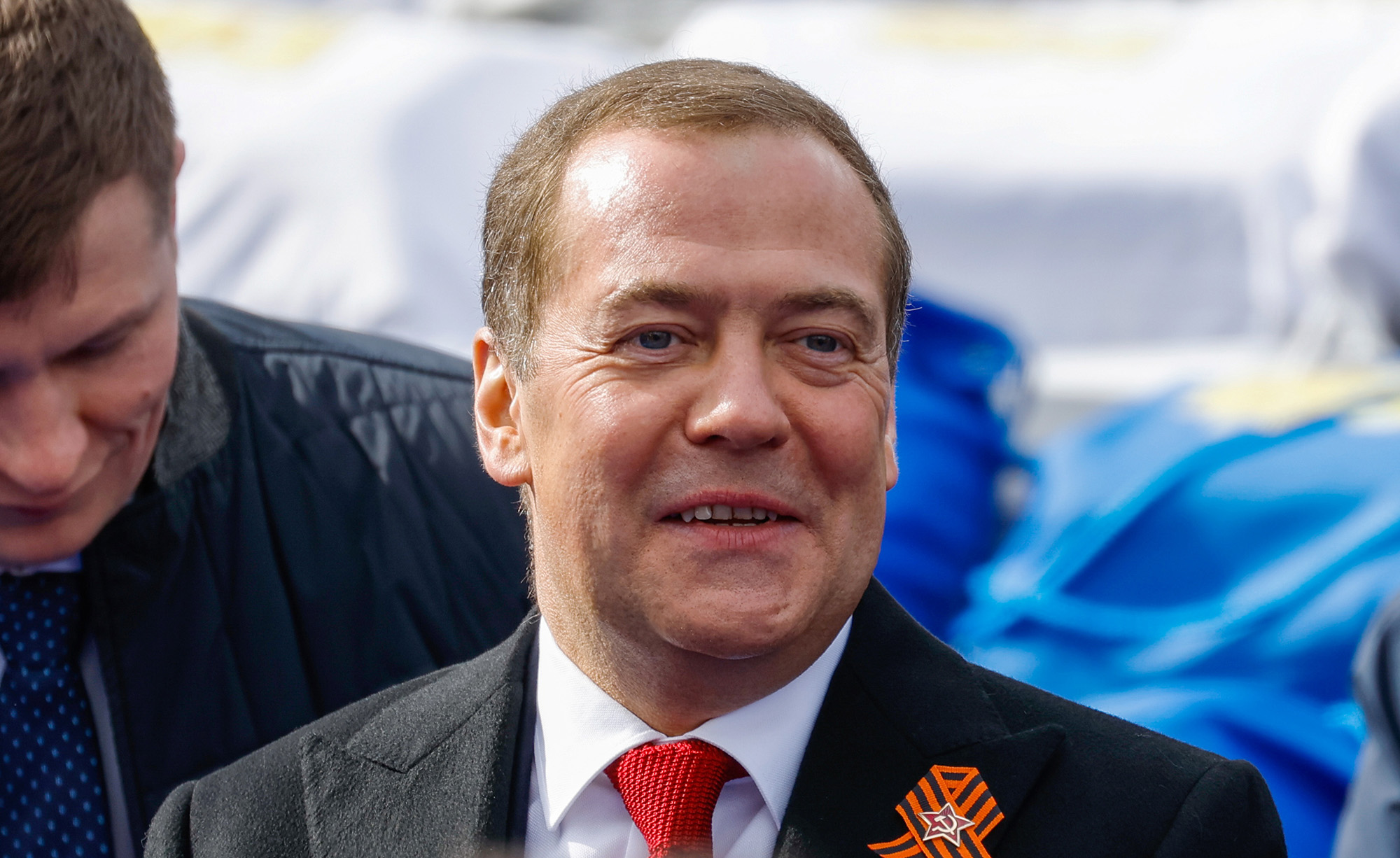 Deputy Chairman of Russia's Security Council Dmitry Medvedev attends a military parade on Victory Day in central Moscow, Russia, on May 9.
