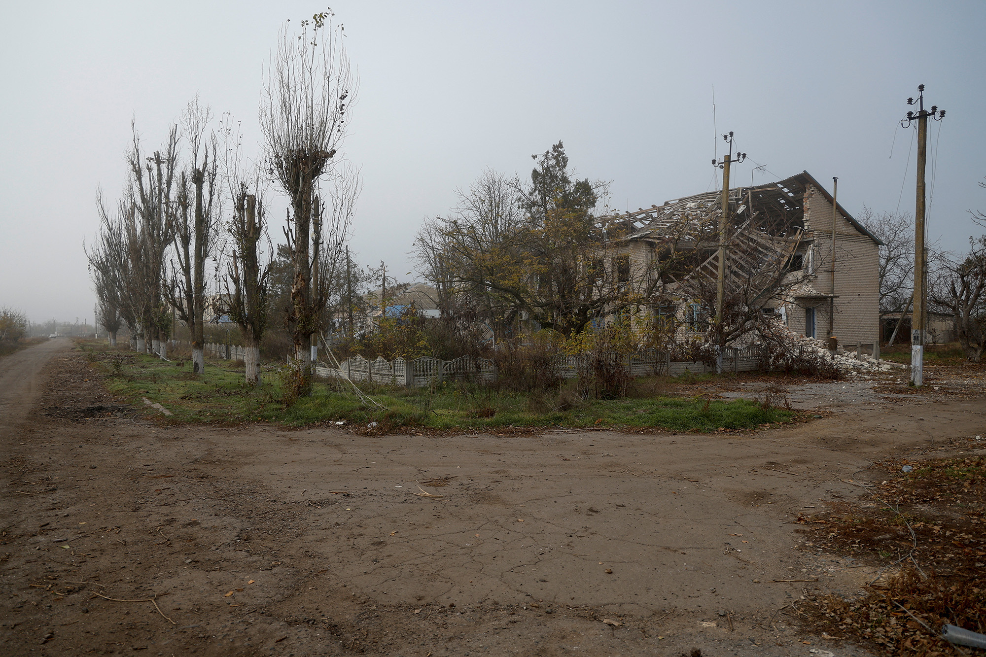 A destroyed building in a village near the newly recaptured city of Snihurivka, in the Mykolaiv region, Ukraine, on November 10.