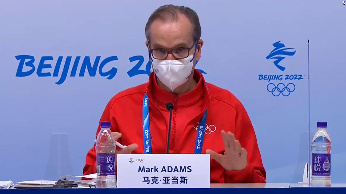 International Olympic Committee spokesman Mark Adams speaks at a news briefing on Wednesday.