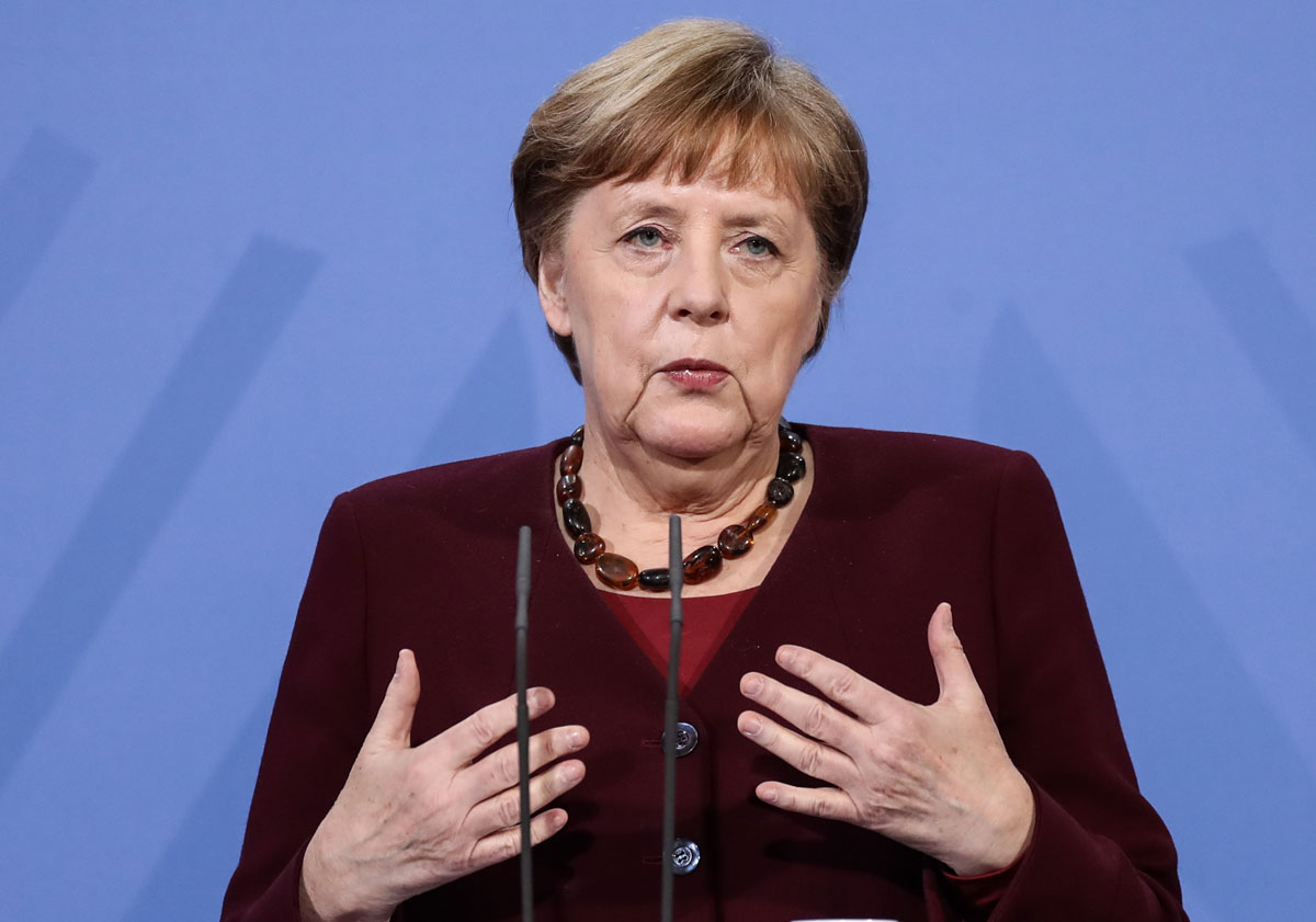 German Chancellor Angela Merkel attends a press conference after discussions with the heads of federal governments on the vaccination strategy at the Federal Chancellery in Berlin on March 19.