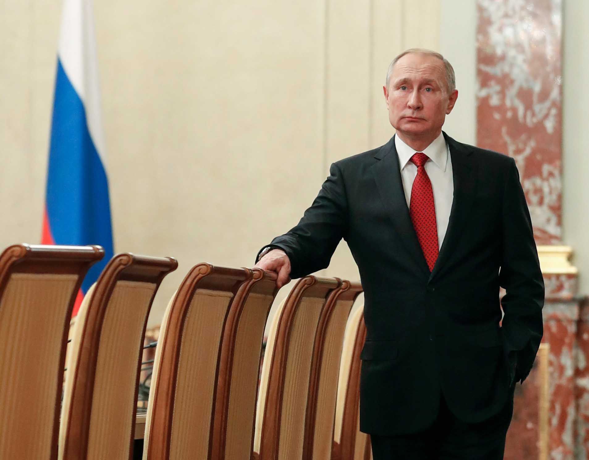 Putin is seen prior to a cabinet meeting in Moscow on Wednesday.