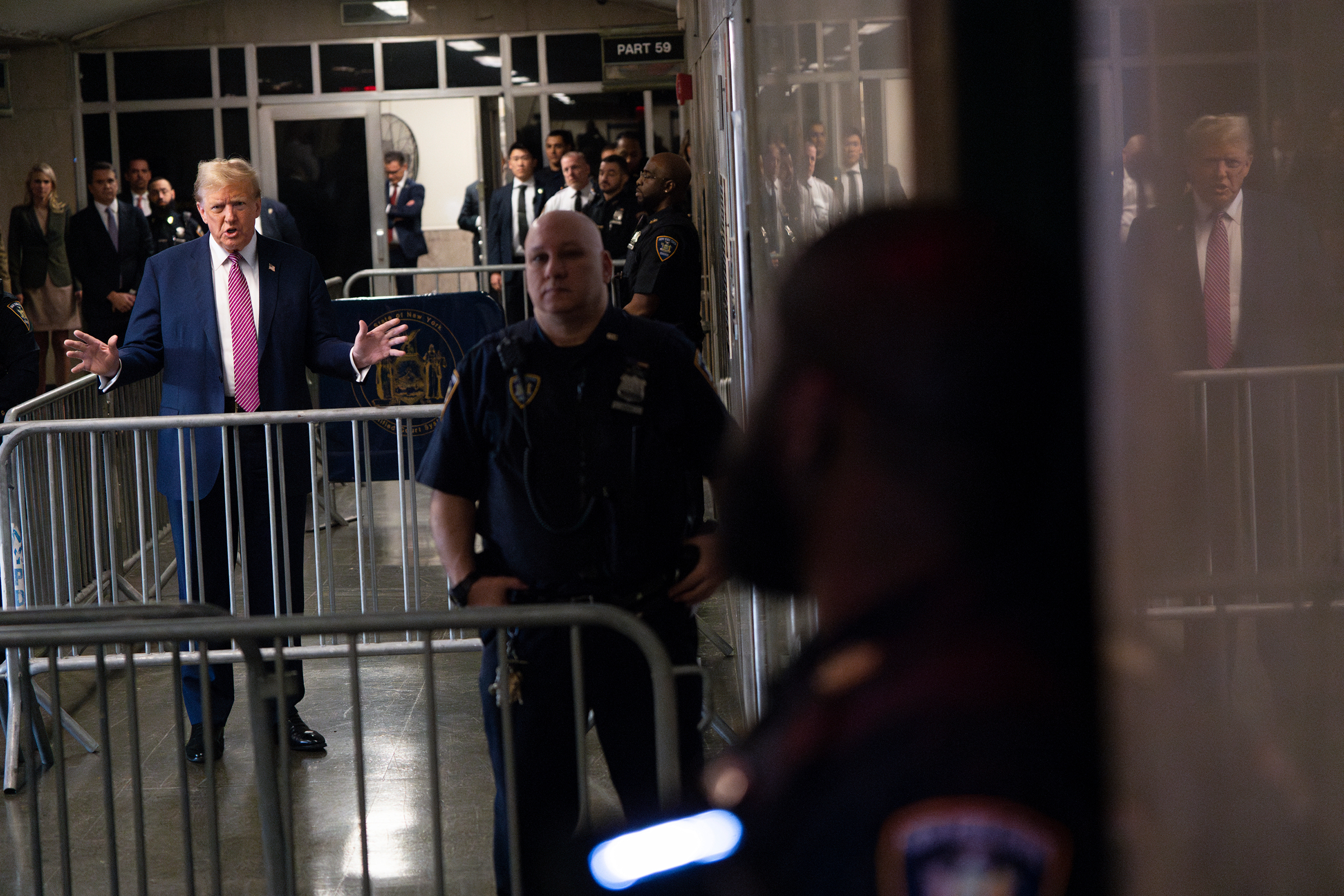 Former President Donald Trump at Manhattan criminal court in New York on Friday. 