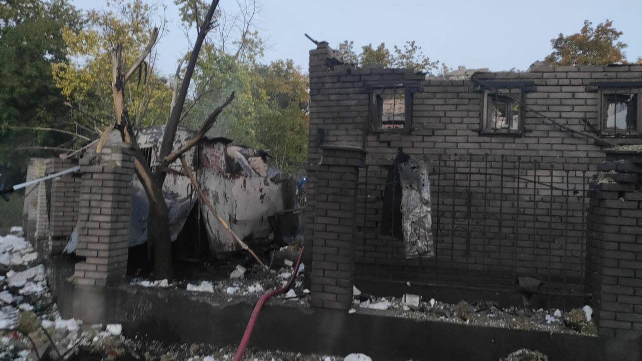 Buildings were destroyed in a Russian attack on the city of Zaporizhzhia on Wednesday.