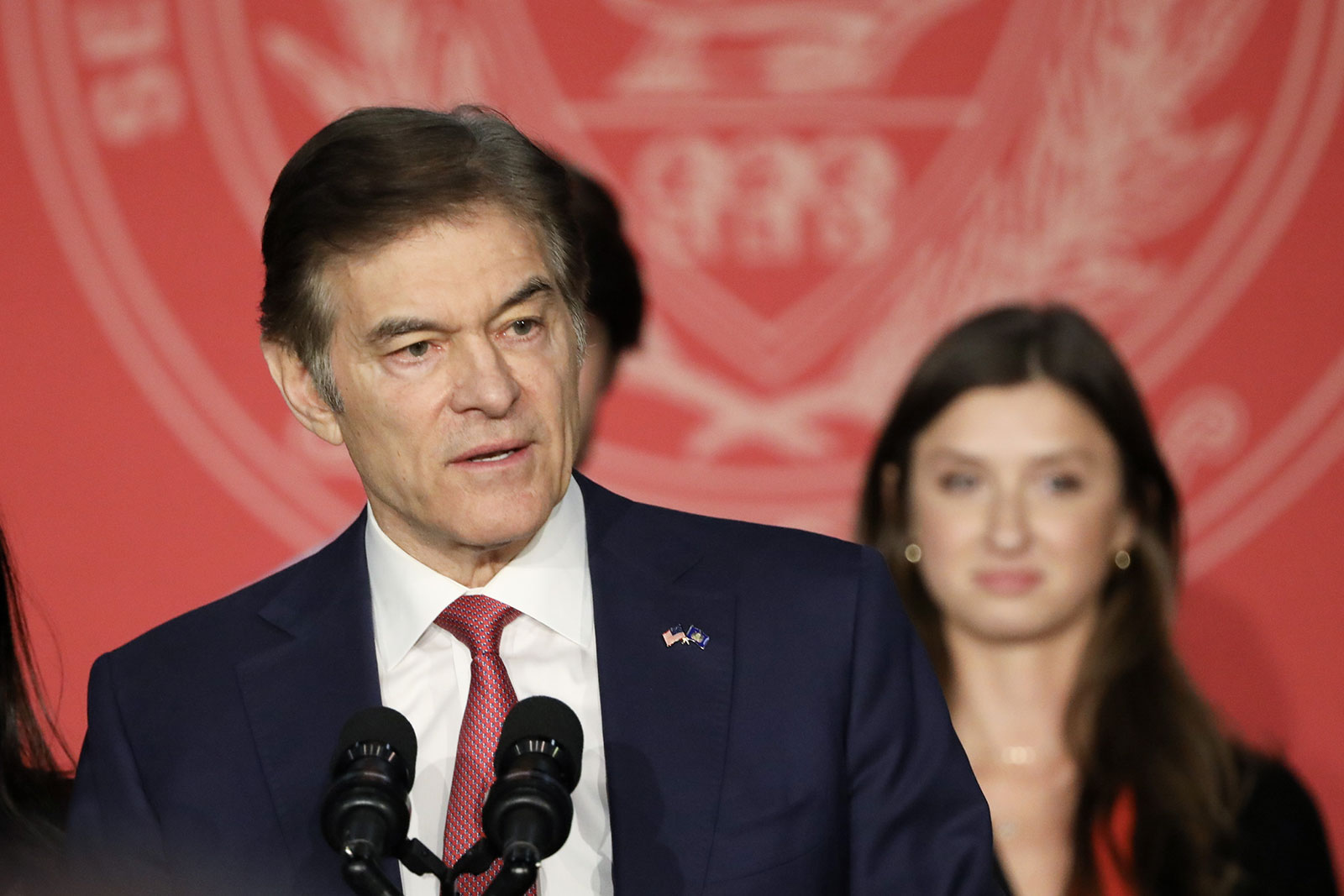 Mehmet Oz speaks during an election night rally in Newtown, Pennsylvania, on Tuesday.