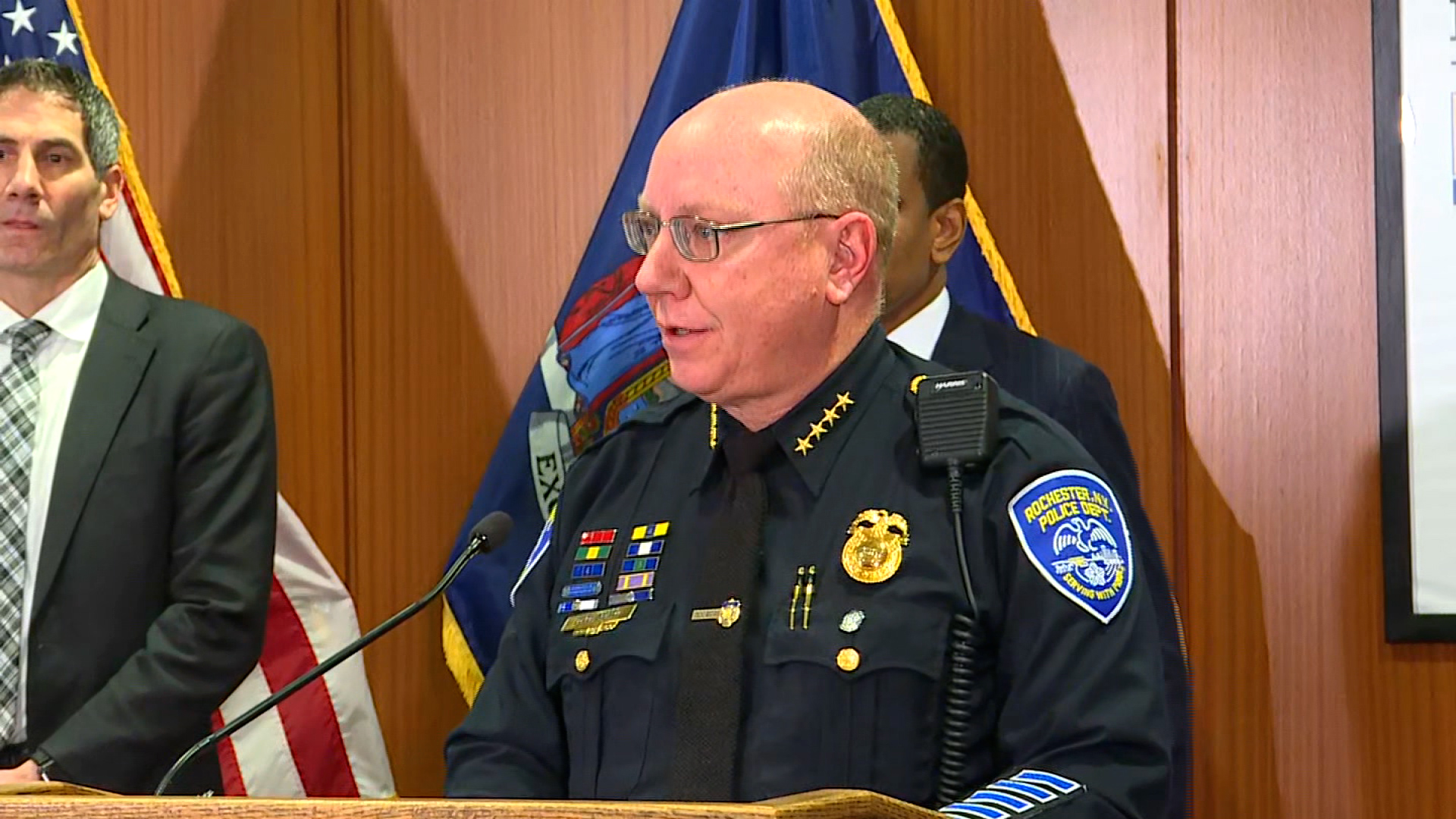 Rochester Police Chief David Smith speaks during a press conference on Tuesday.