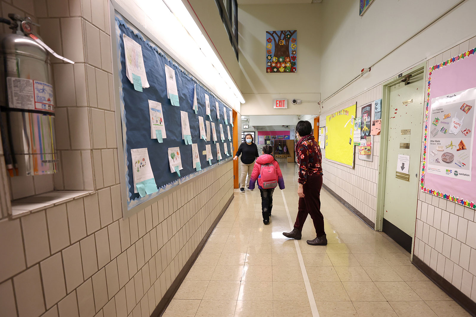A student walks to her classroom at Yung Wing School in New York on January 5.