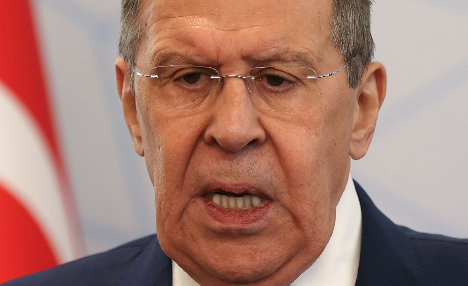Russian Foreign Minister Sergei Lavrov attends a news conference after meeting with Turkish Foreign Minister Mevlut Cavusoglu, in Ankara, on June 8.