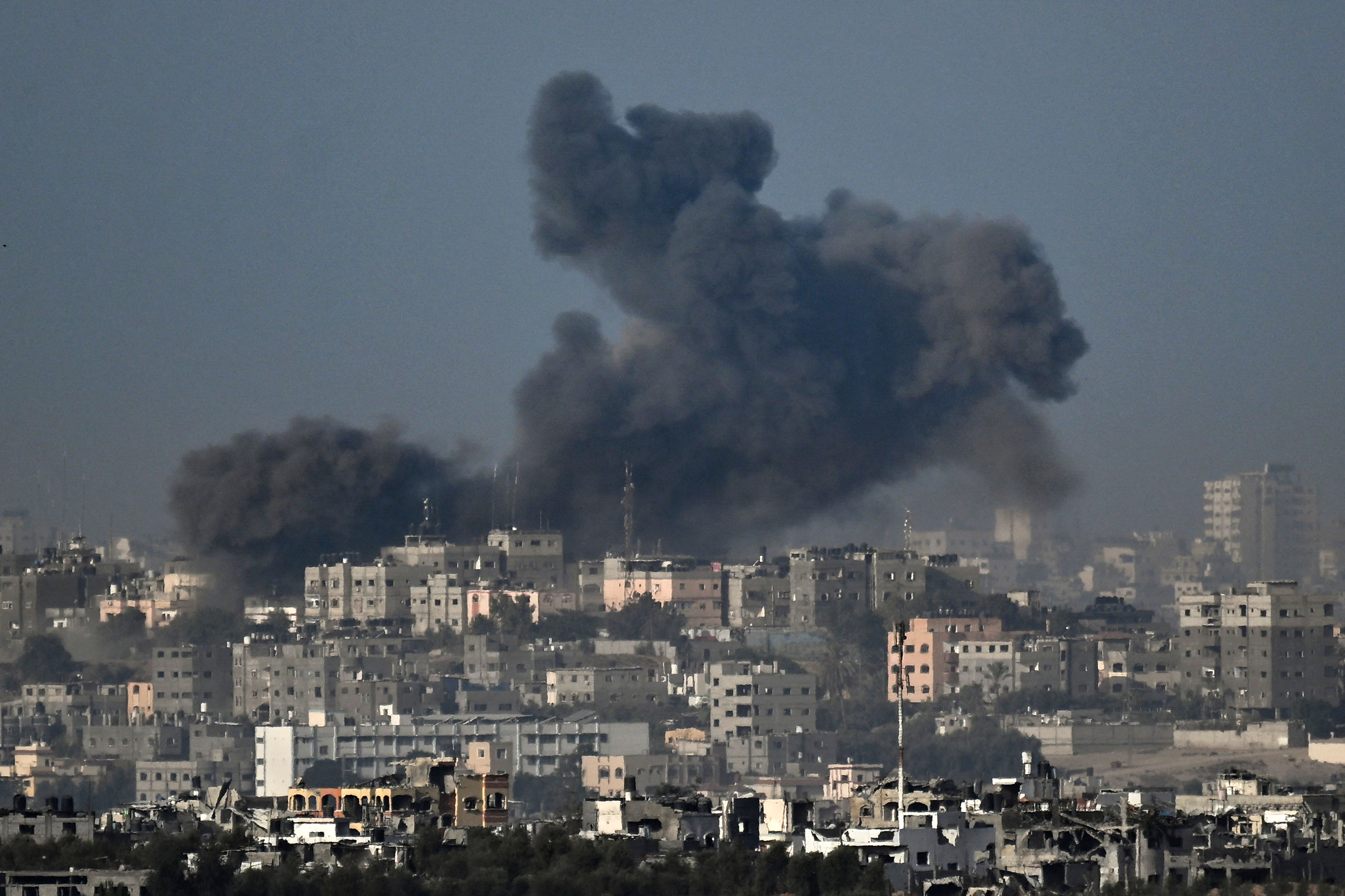 Smoke rises from Gaza after Israeli strikes on November 7.