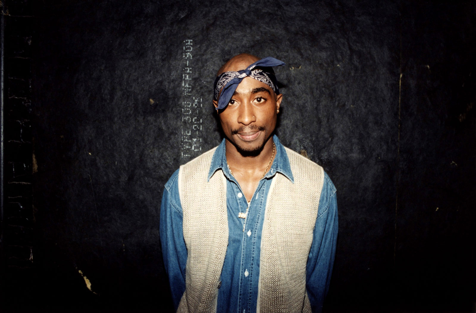 Tupac Shakur is seen backstage after a performance in Chicago in March 1994.
