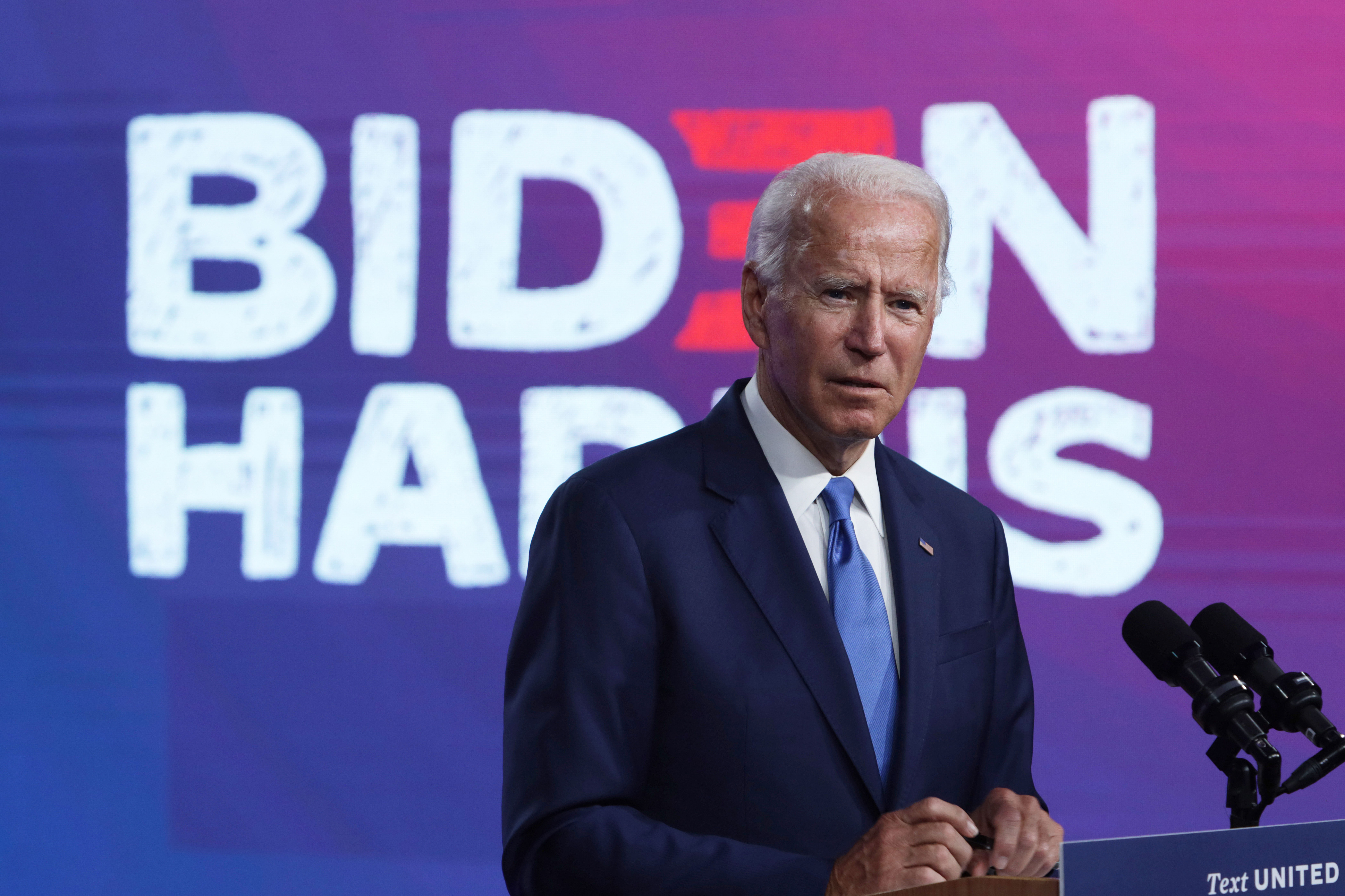 Joe Biden speaks in Wilmington, Delaware, on September 2.
