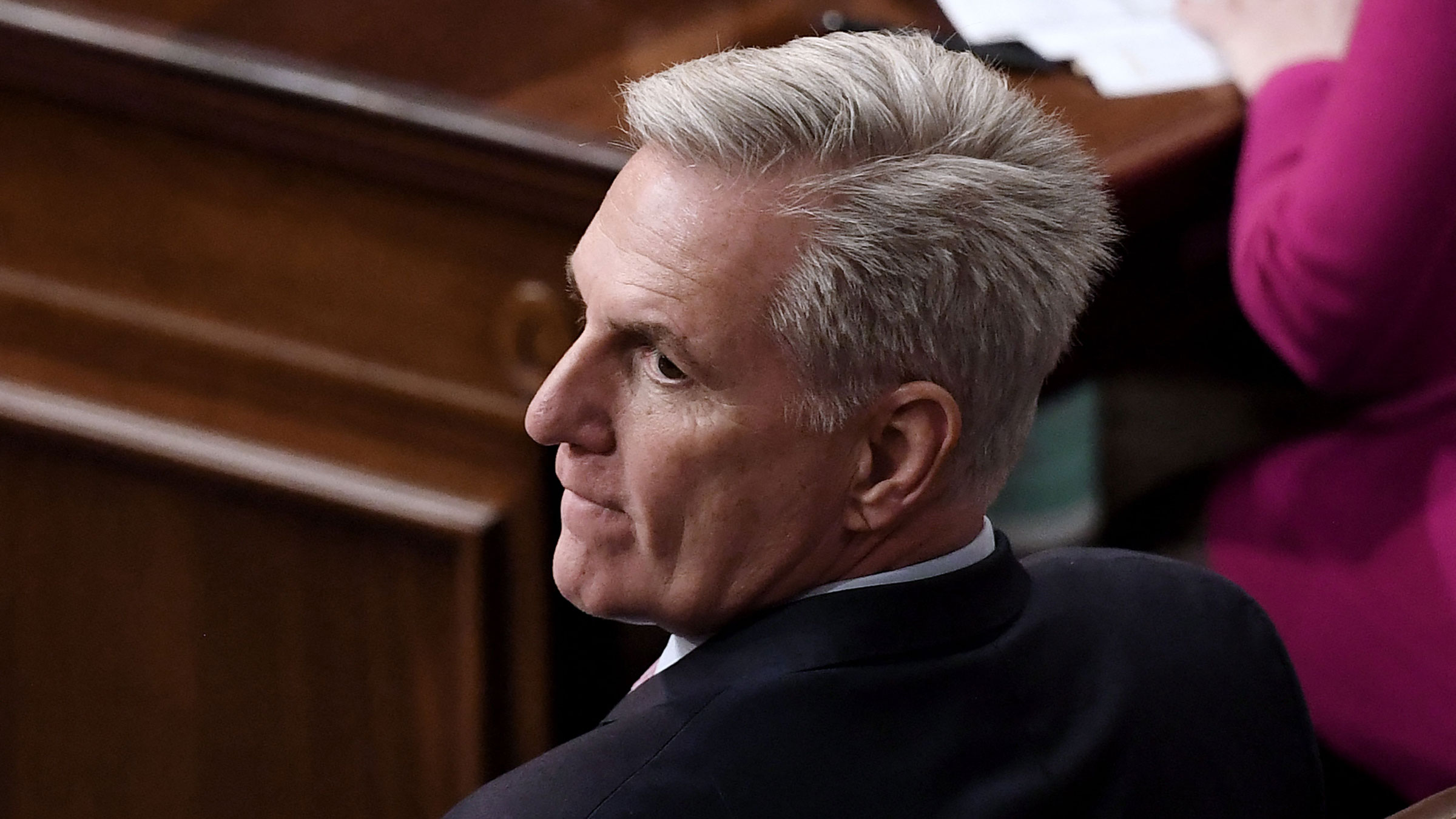 Kevin McCarthy listens during the 13th vote.