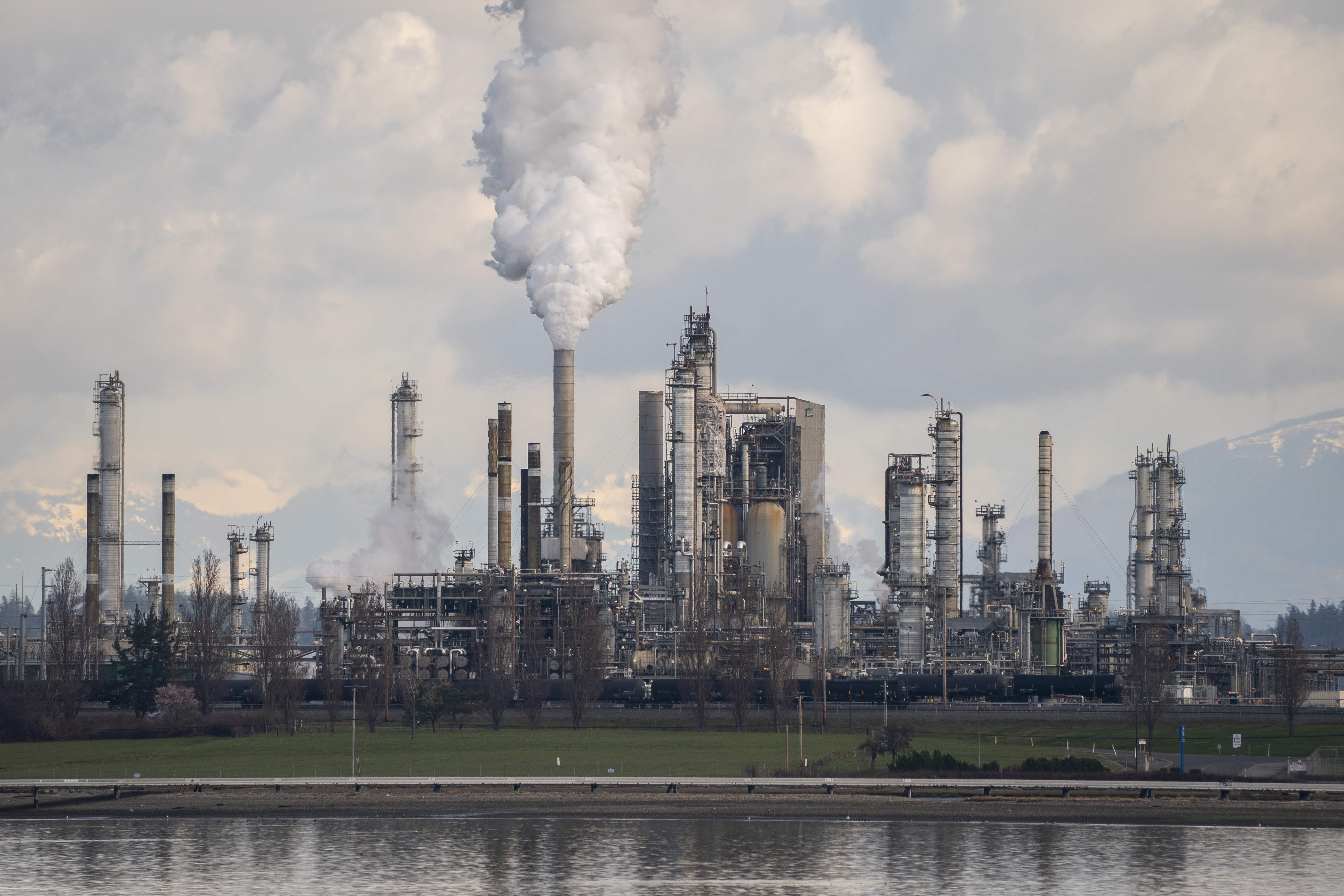 A Marathon Oil refinery is seen on March 8 in Anacortes, Washington, US.
