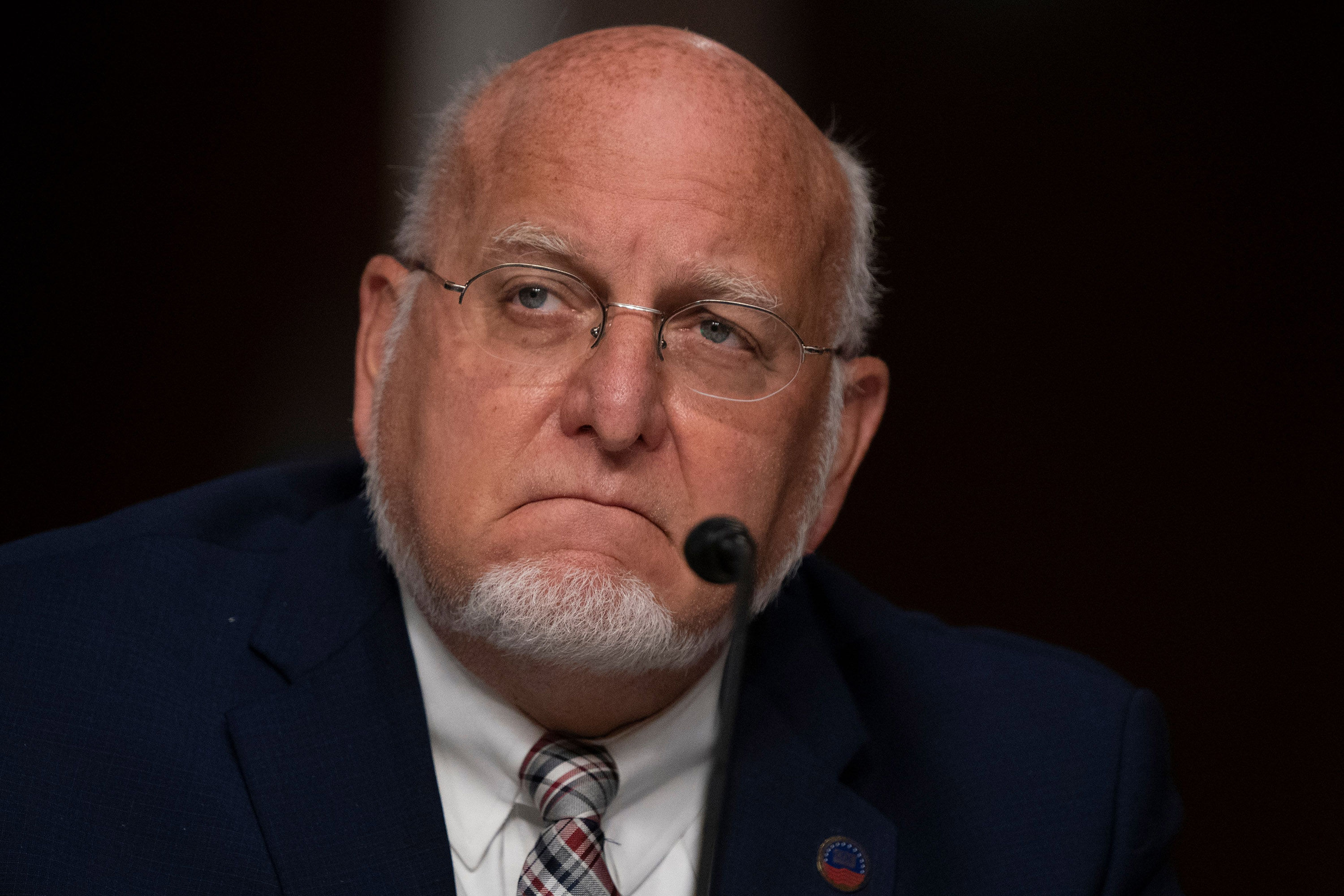 CDC Director Dr. Robert Redfield is pictured during a US Senate Health, Education, Labor, and Pensions Committee hearing in Washington, DC, on September 23.