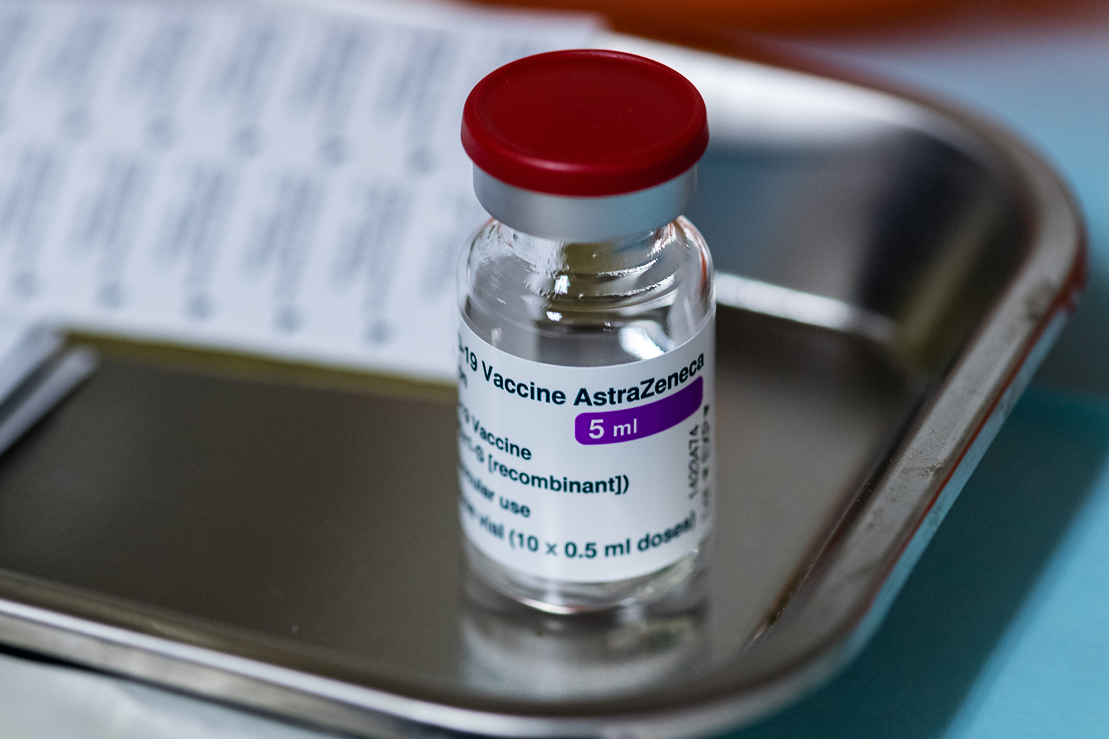 A vial of AstraZeneca Covid-19 vaccine is seen in Dippoldiswalde, Germany, on March 15.