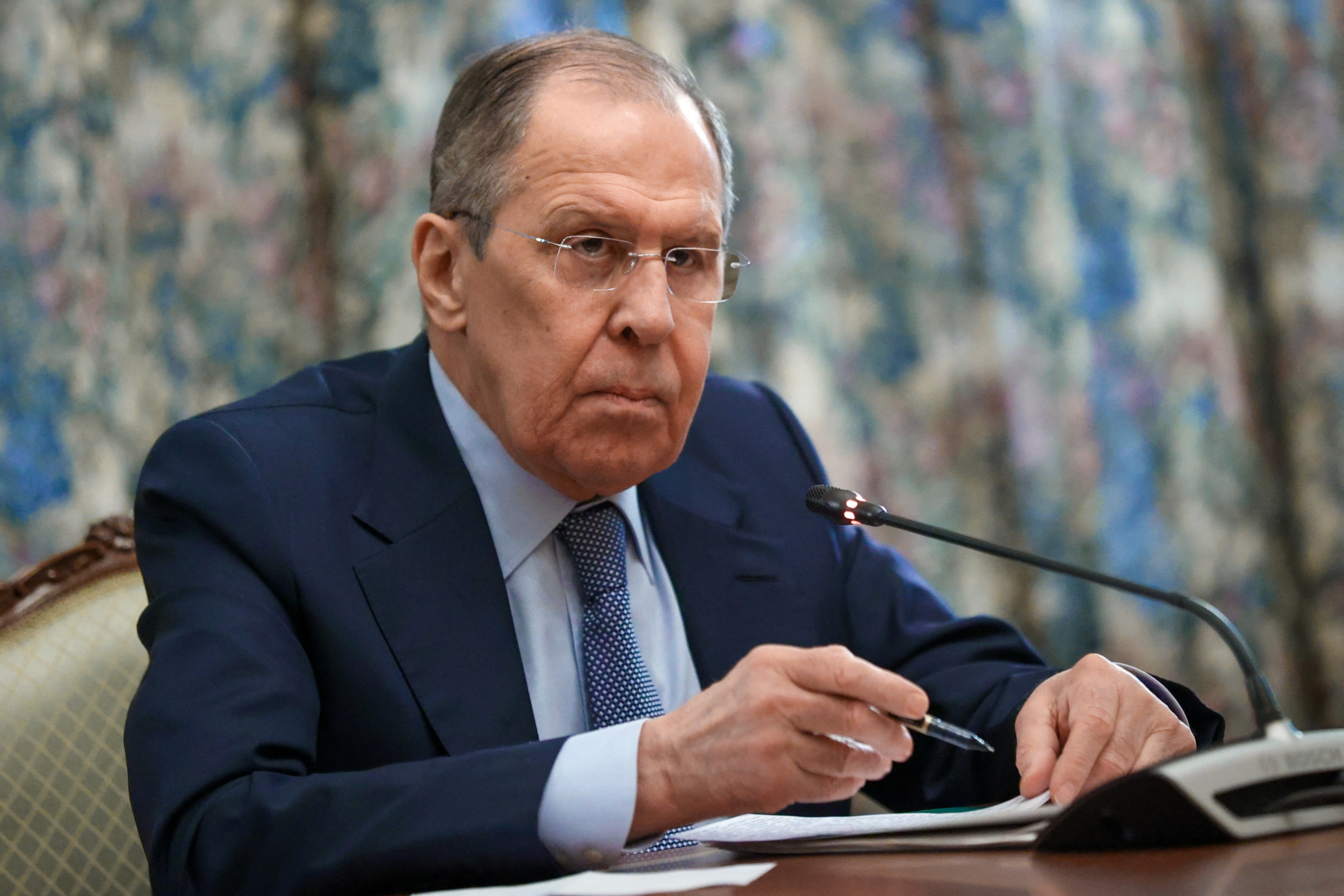Russia's Foreign Minister Sergei Lavrov attends a meeting in Moscow on February 25.