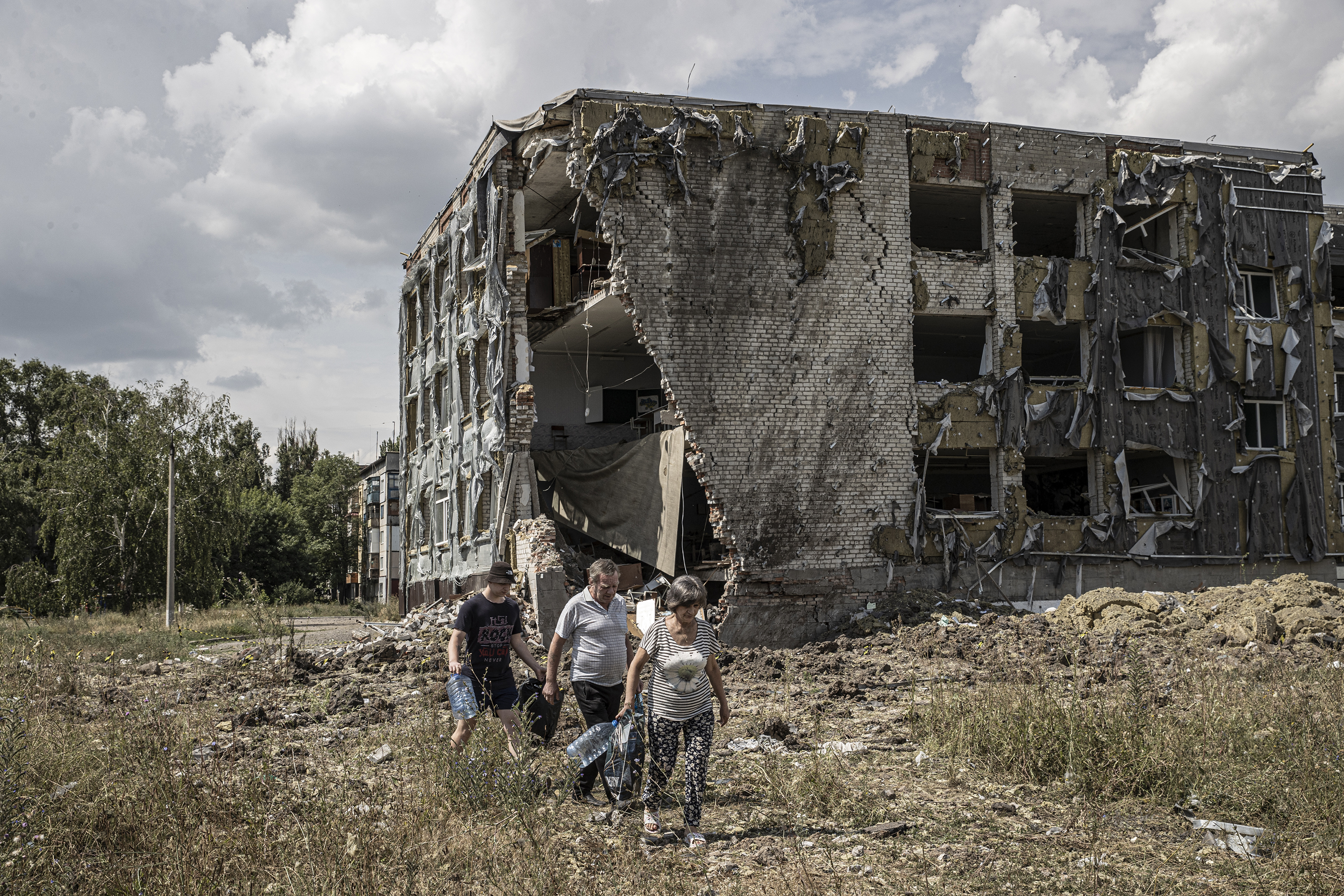 A school is hit by shelling on July 25 as Russian attack continues in the Donetsk region in Ukraine.
