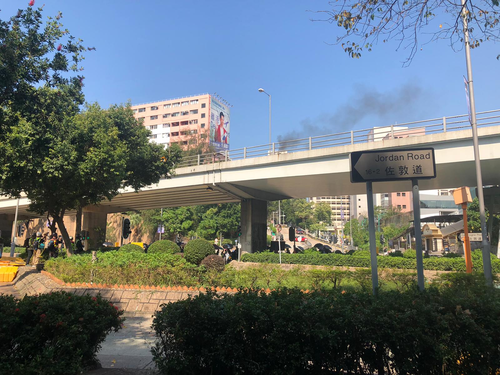 P flyover where police are standing.