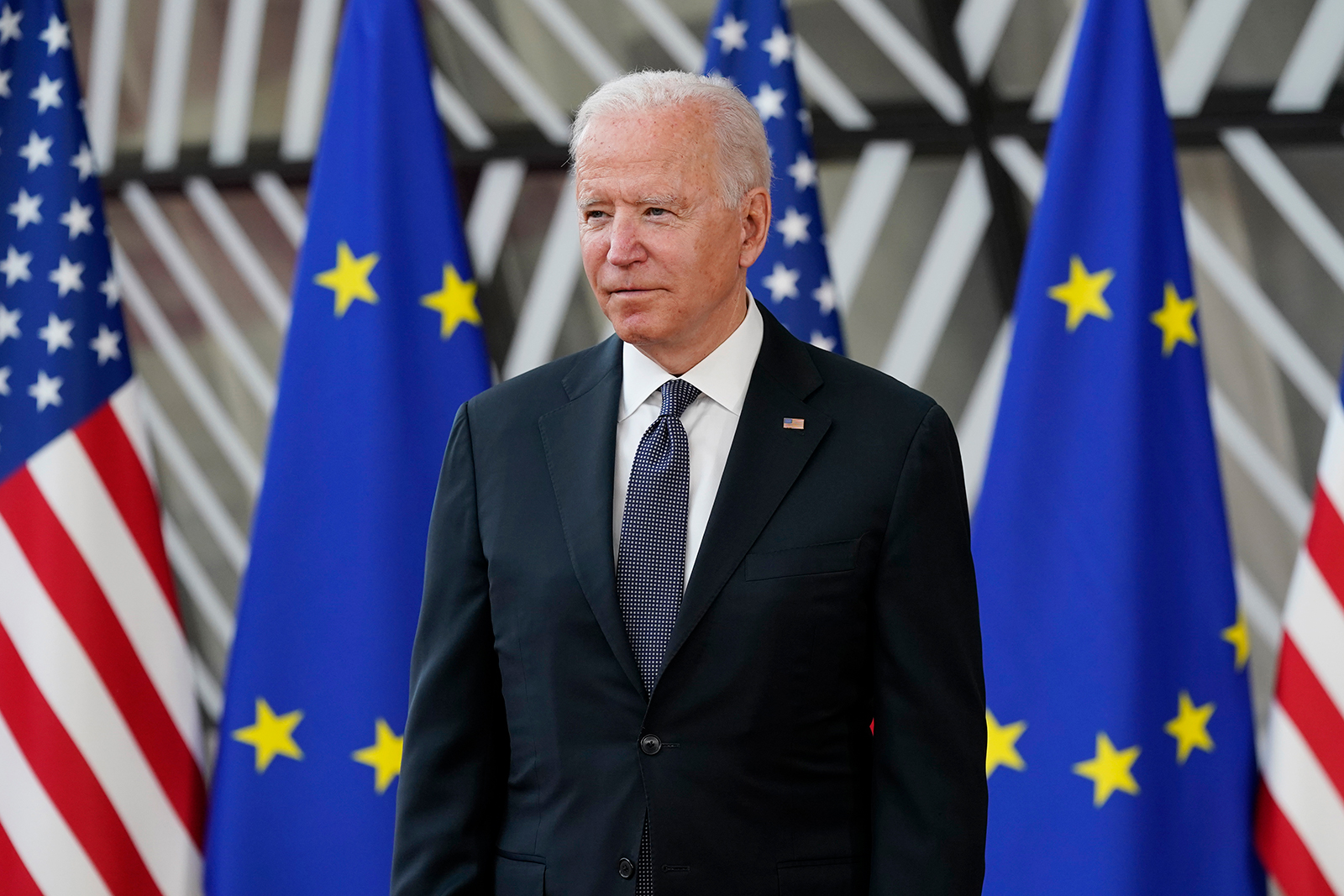 President Joe Biden arrives for the United States-European Union Summit at the European Council in Brussels on June 15.