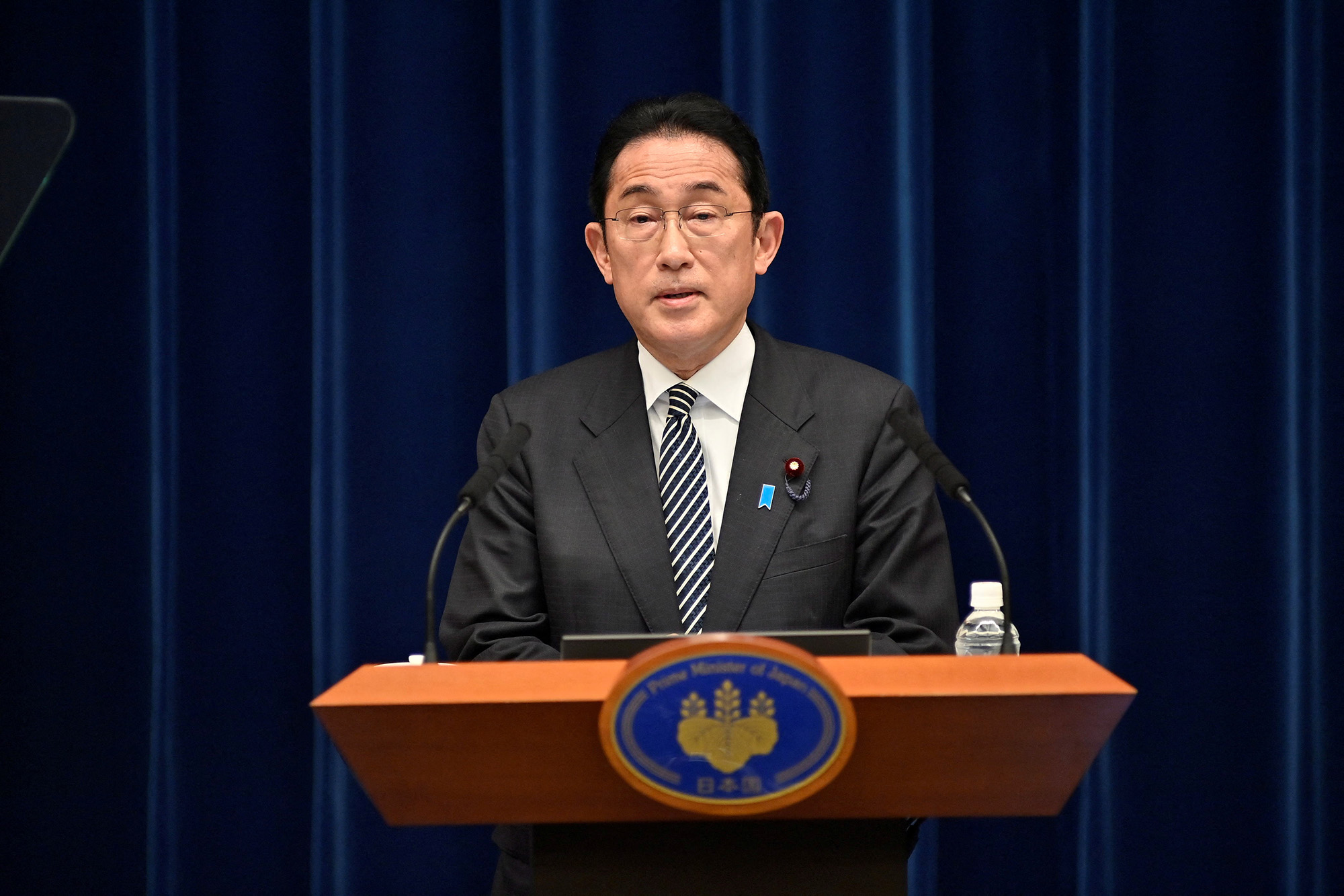 Japan's Prime Minister Fumio Kishida attends a news conference in Tokyo, Japan, on April 26.