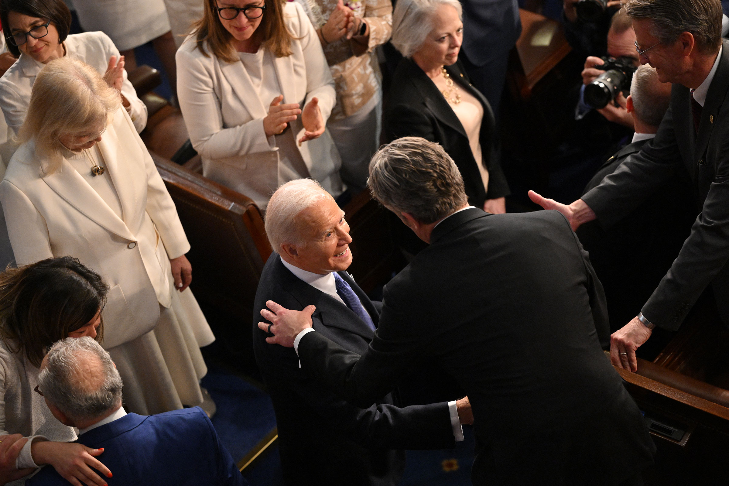 President Joe Biden arrives to deliver the State of the Union address in the House Chamber of the US Capitol in Washington, DC, on March 7.