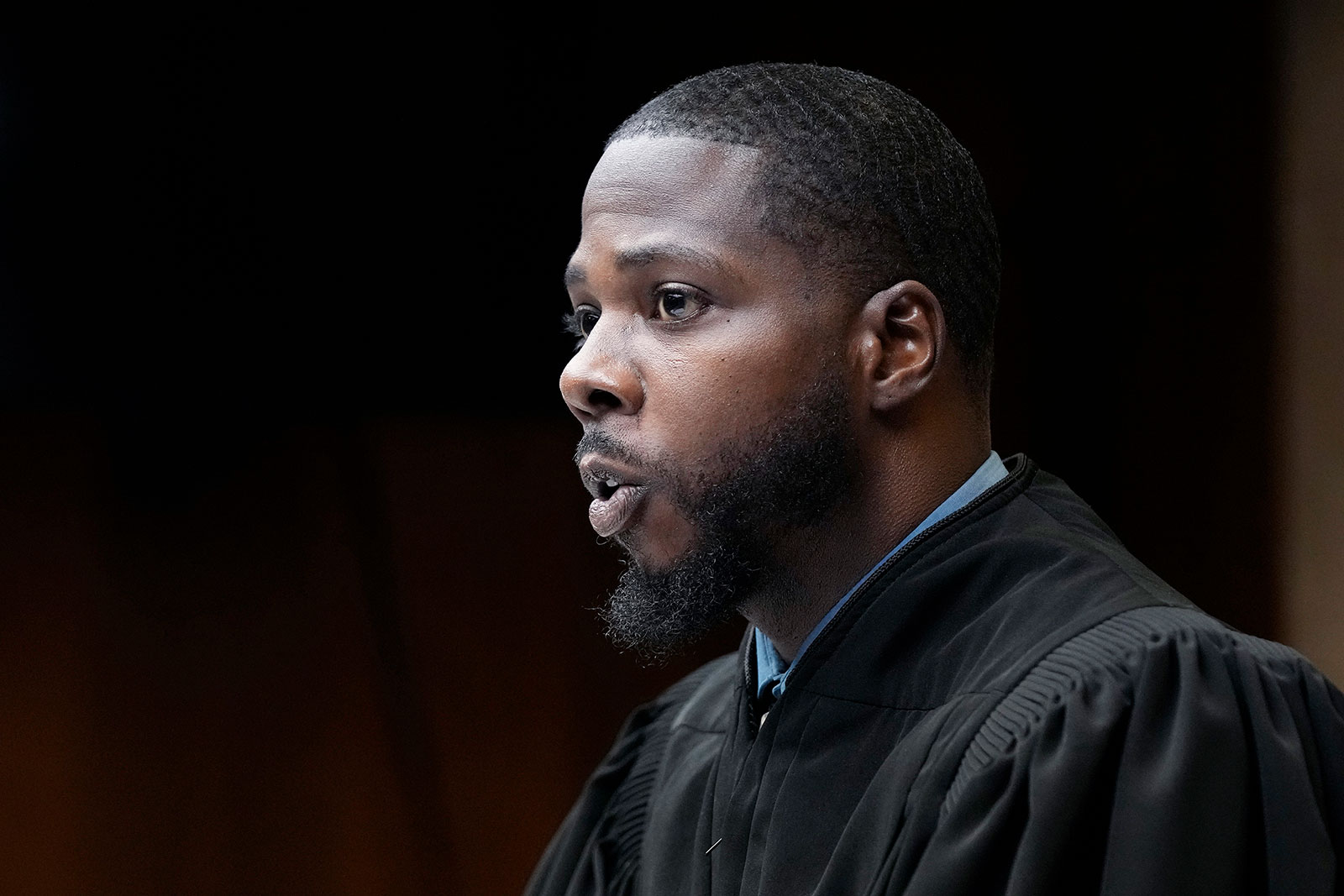 Judge Kwamé Rowe presides over the sentencing hearing of Ethan Crumbley on Friday in Pontiac, Michigan. 