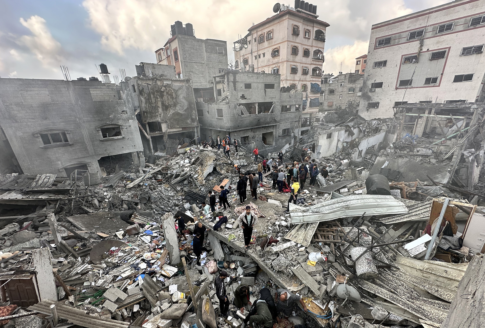 Destroyed buildings following Israeli attacks on Jabalya refugee camp in Gaza on December 6.