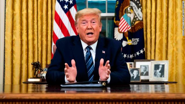 President Donald Trump addresses the nation from the Oval Office about the widening coronavirus crisis on March 11, in Washington, DC. 