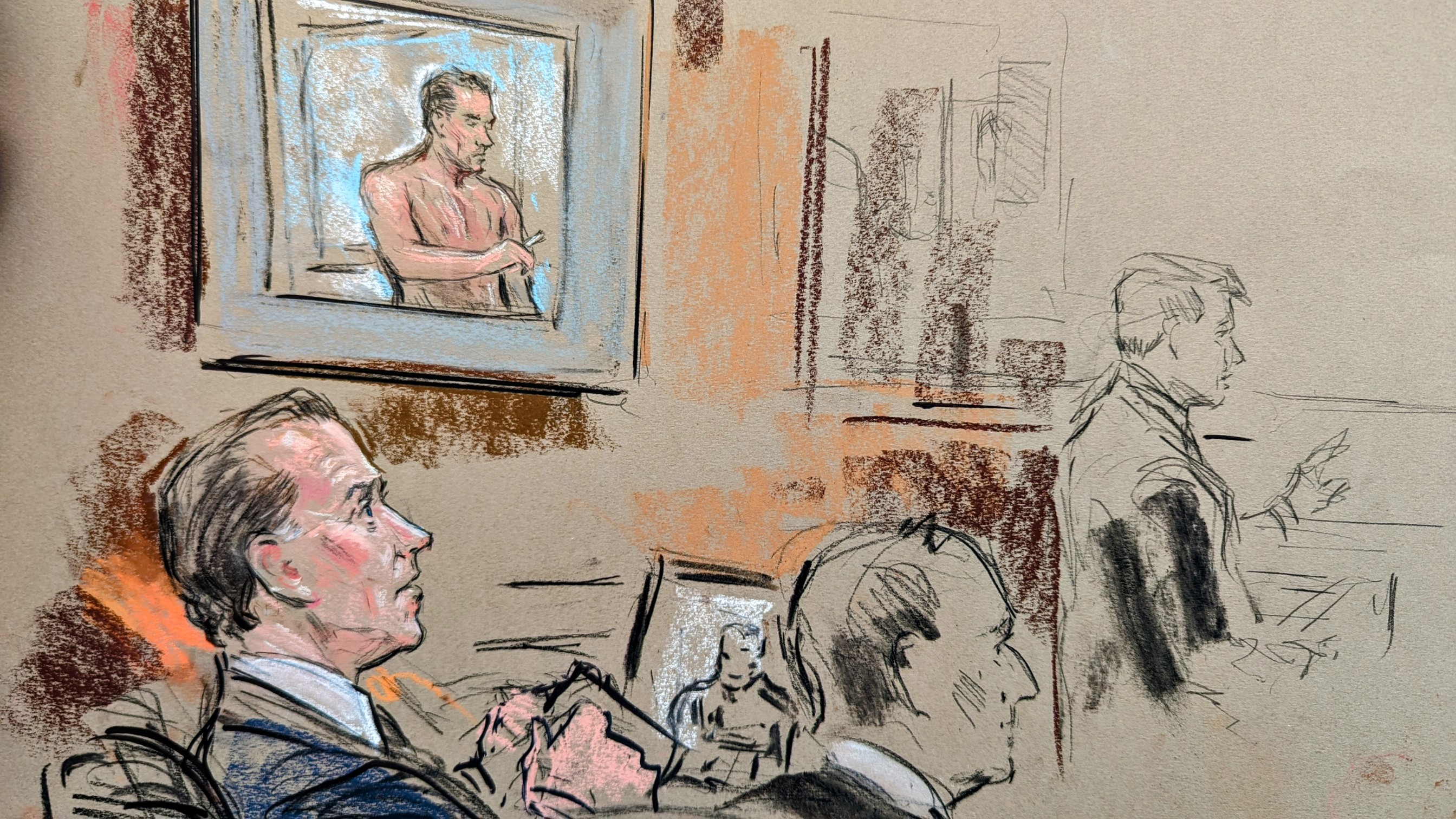 A video of Hunter Biden shirtless is seen on screen during the trial on Tuesday in Wilmington, Delaware.