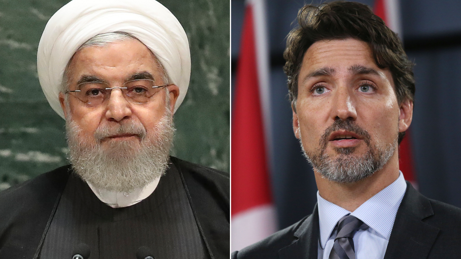 Iranian President Hassan Rouhani and Canadian Prime Minister Justin Trudeau 