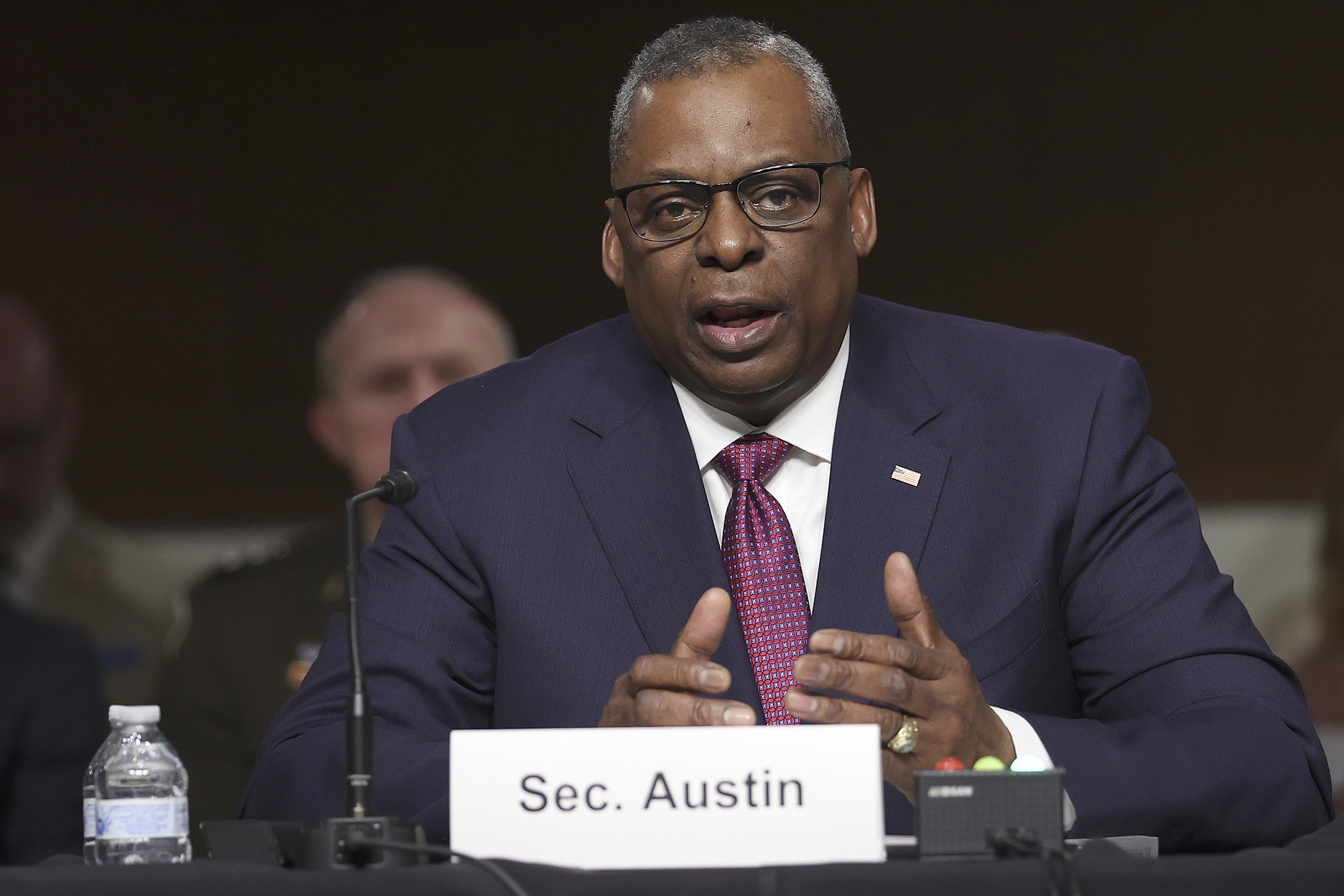 U.S. Secretary of Defense Lloyd Austin testifies before the Senate Armed Services Committee in Washington D.C., on April 7, 2022.