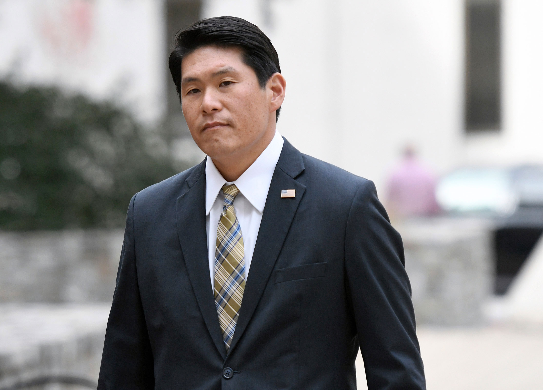 Attorney Robert Hur arrives at US District Court in Baltimore in 2019.