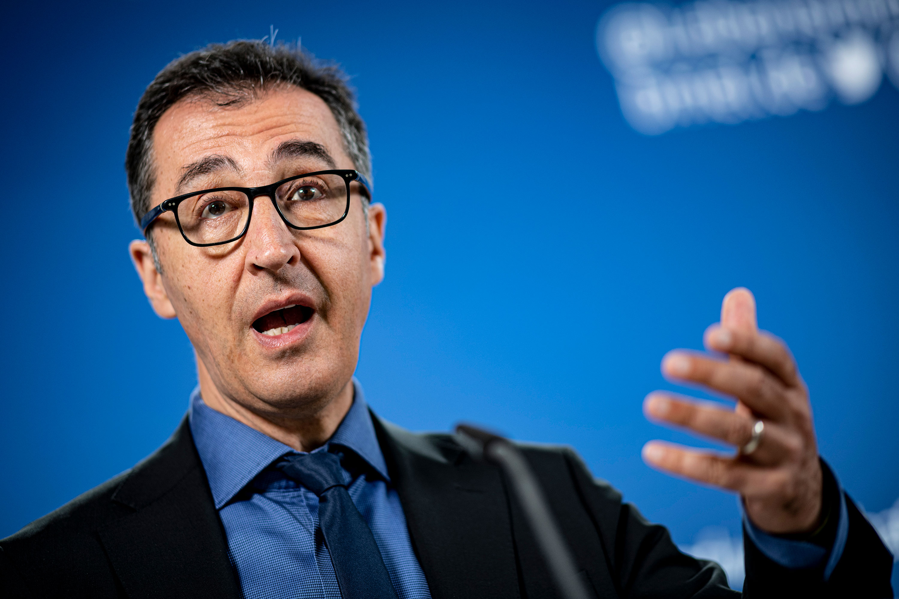 Cem Özdemir speaks at a press conference in Berlin on June 7.