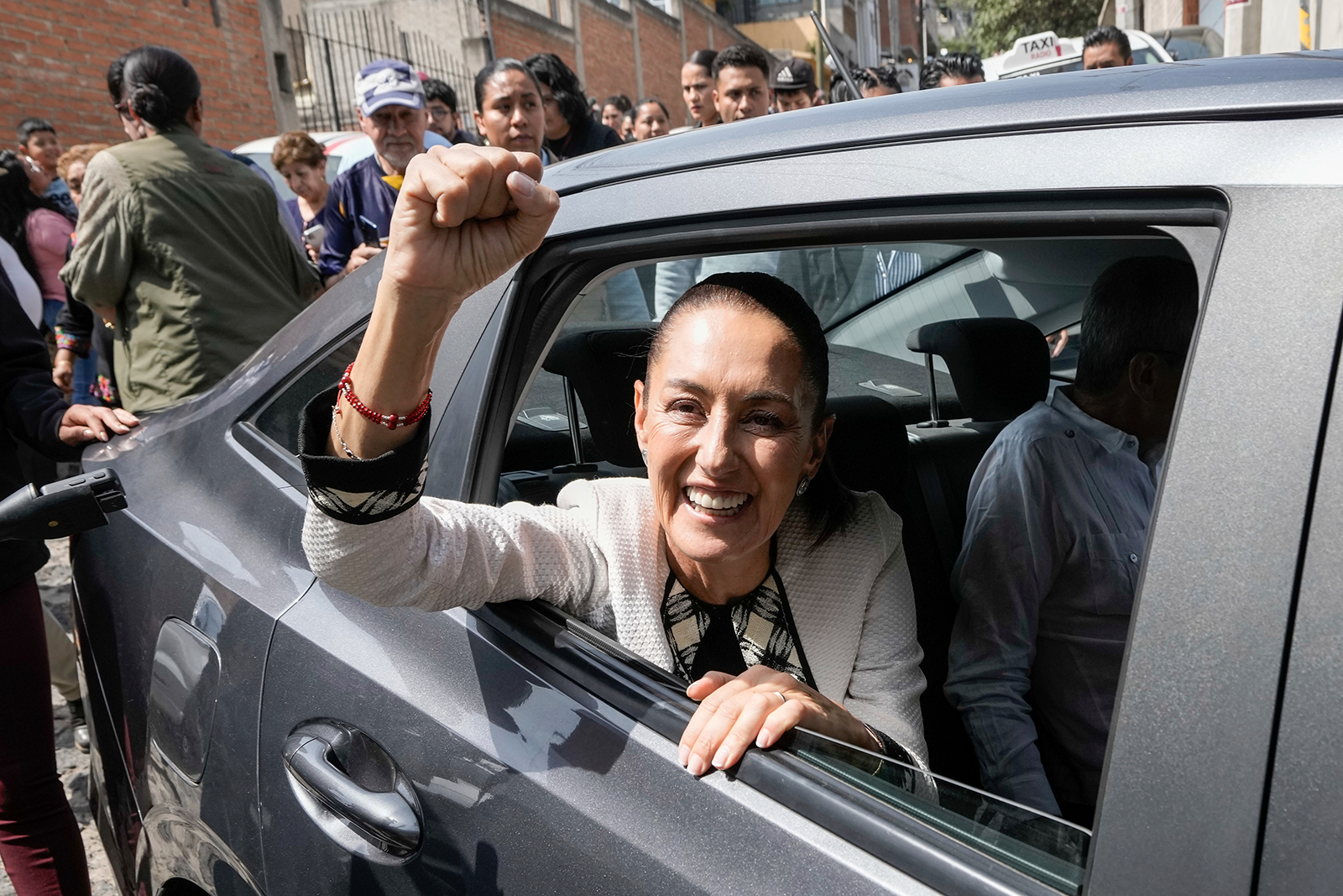 Ruling party presidential candidate Claudia Sheinbaum leaves the polling station where she voted during general elections in Mexico City, on June 2.
