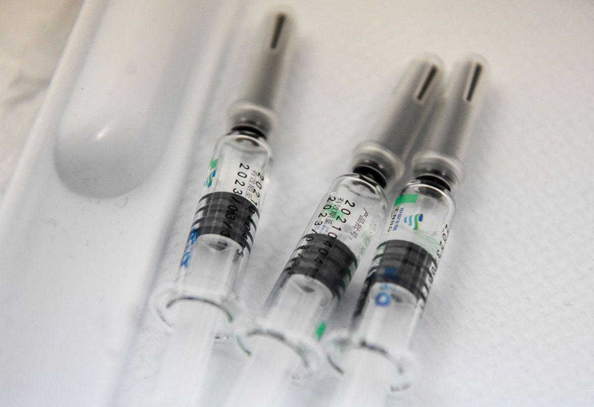 Syringes filled with doses of the Sinopharm Covid-19 vaccine during a mass vaccination campaign in Skopje, Macedonia on May 6.