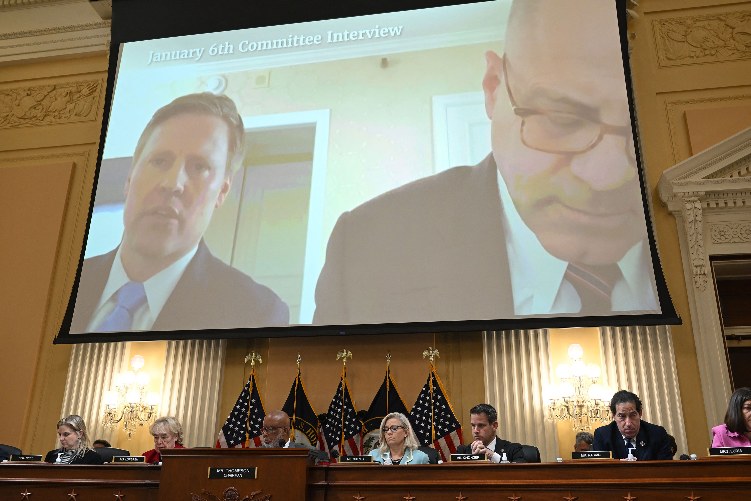 Video of Bill Stepien's testimony is shown during the hearing on June 13.