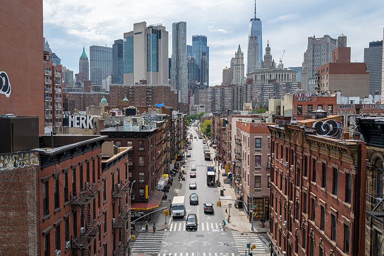 Residential apartment buildings are seen in New York City in July. 