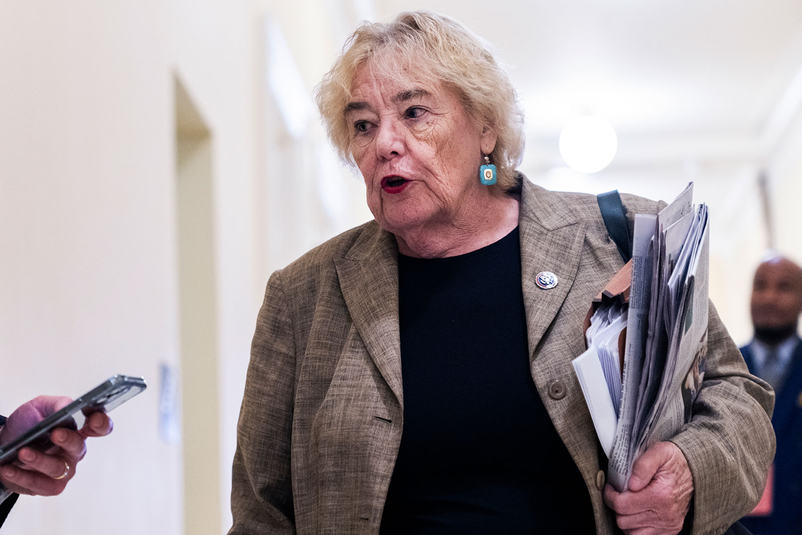 Rep. Zoe Lofgren arrives for the House select committee's fifth hearing on June 23 in Washington, DC.